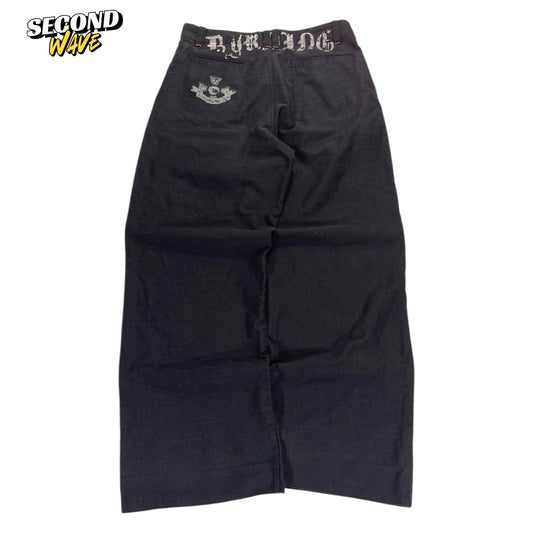 BLACK BAGGY WIDE LEG PANTS (30)