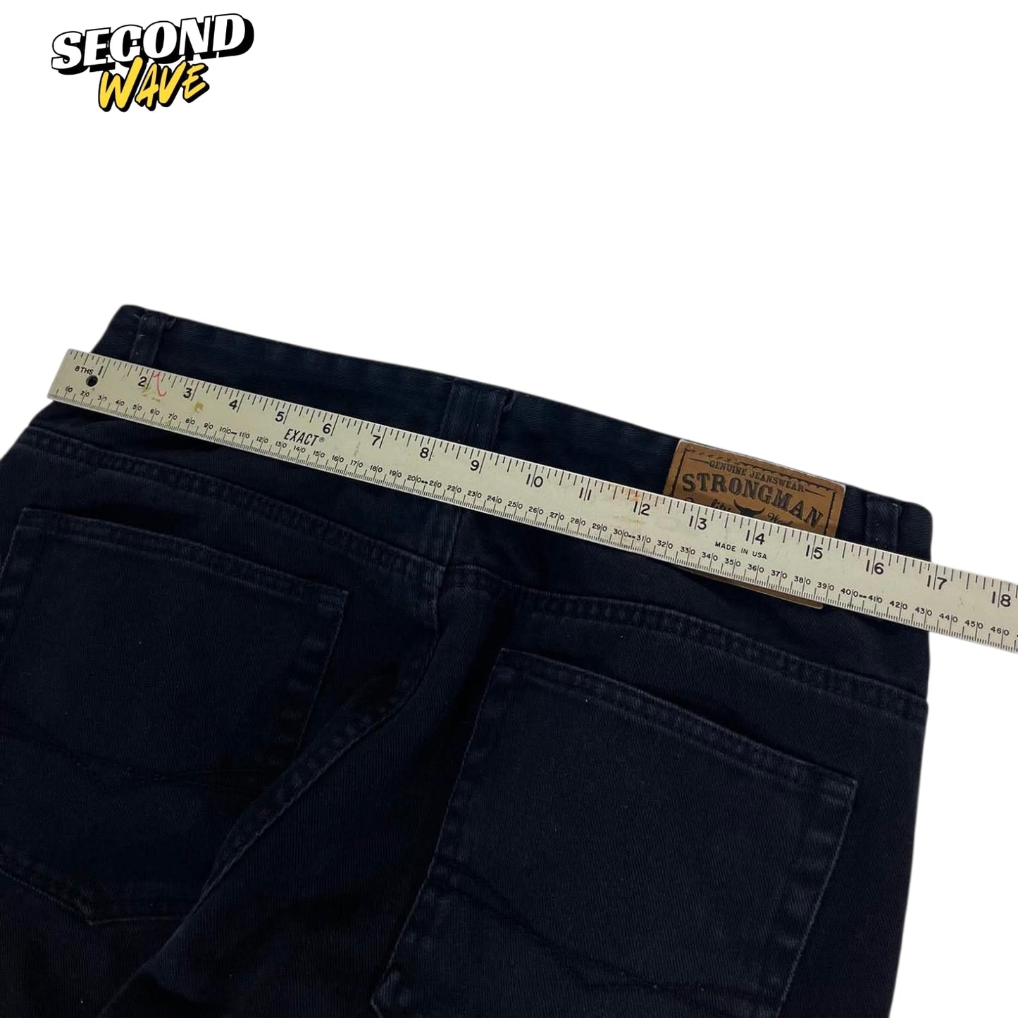 VINTAGE STRONG MAN 100% COTTON ON BLACK BAGGY WIDE LEG (32)