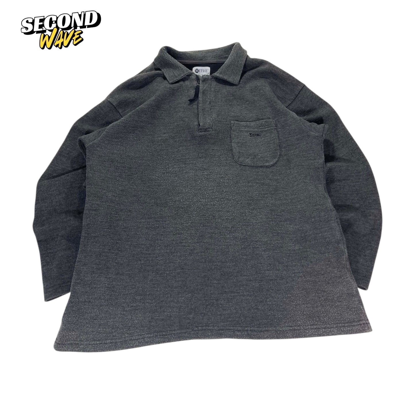 METRO GREY LONG SLEEVE QUARTERZIP POLO (XL)