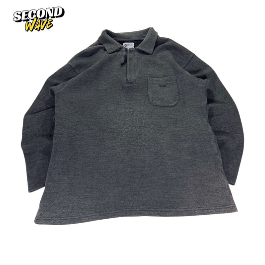 METRO GREY LONG SLEEVE QUARTERZIP POLO (XL)