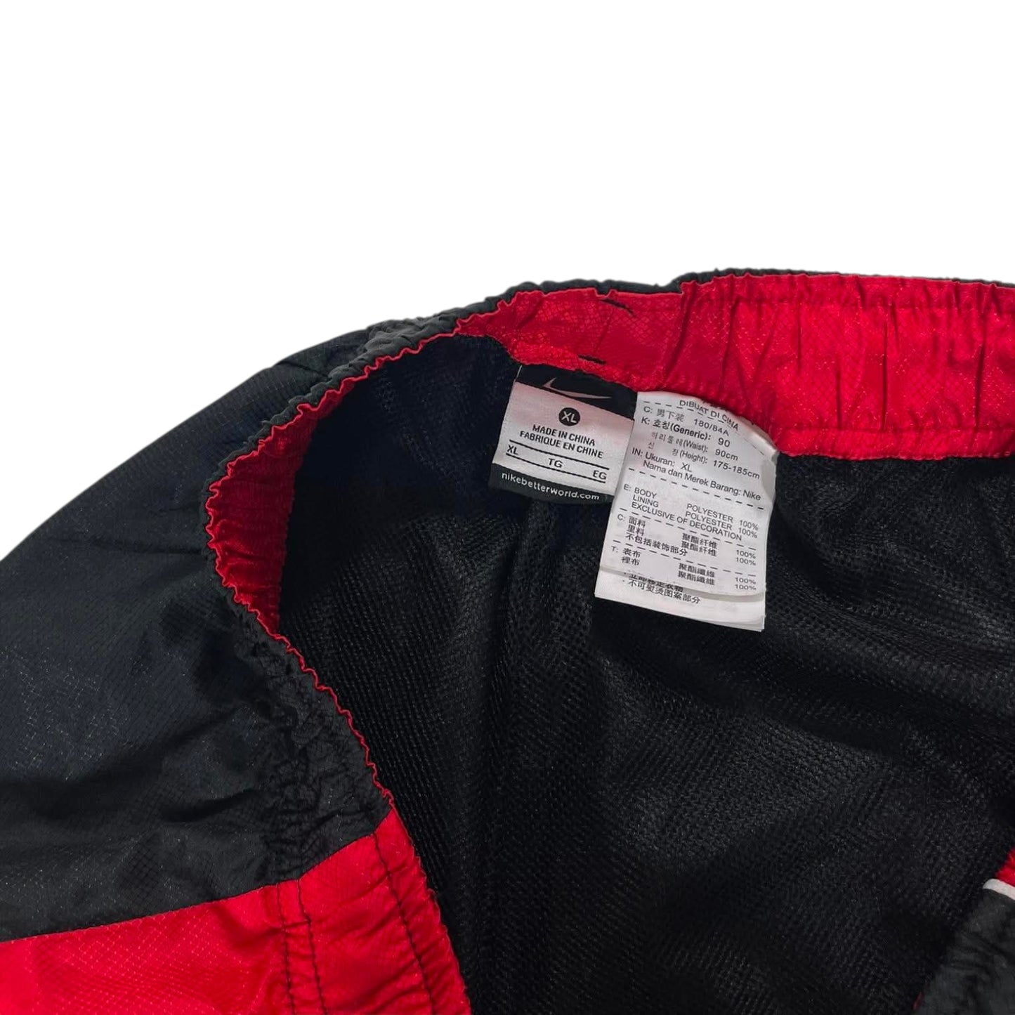 NIKE BLACK AND RED TRACK PANTS (XL)