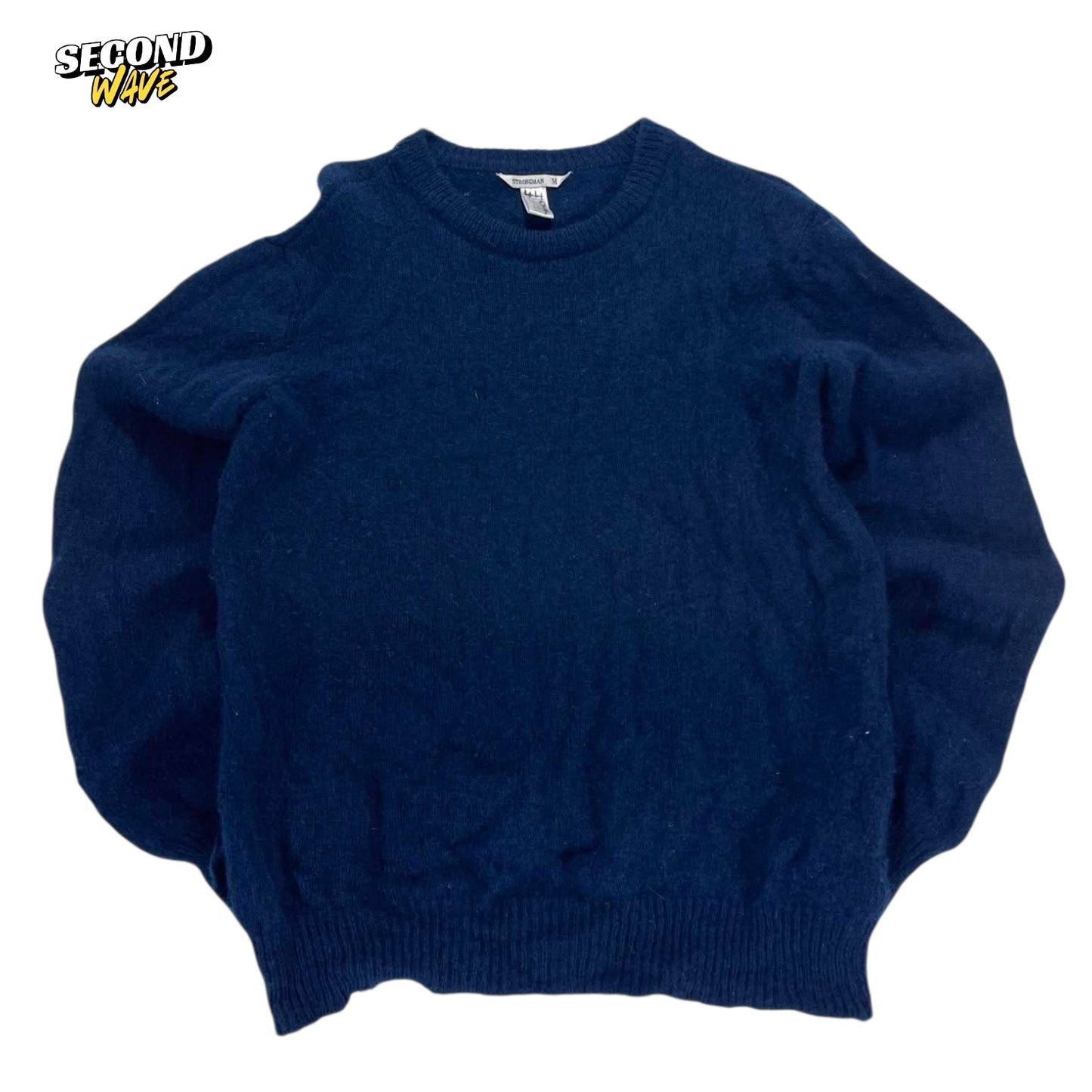 NAVU BLUE 100% SHETLAND WOOL SWEATER (M)
