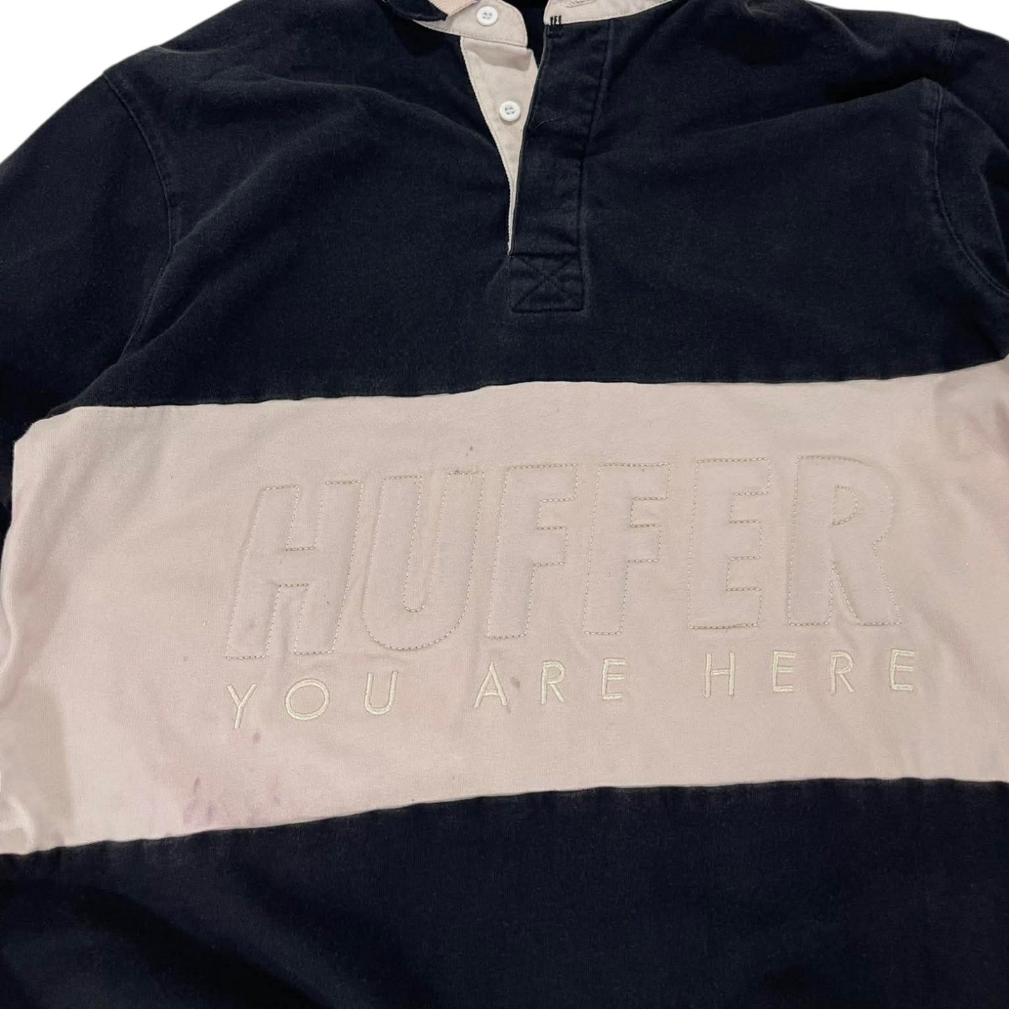 HUFFER RUGBY LONG SLEEVE POLO SHIRT (S-M)