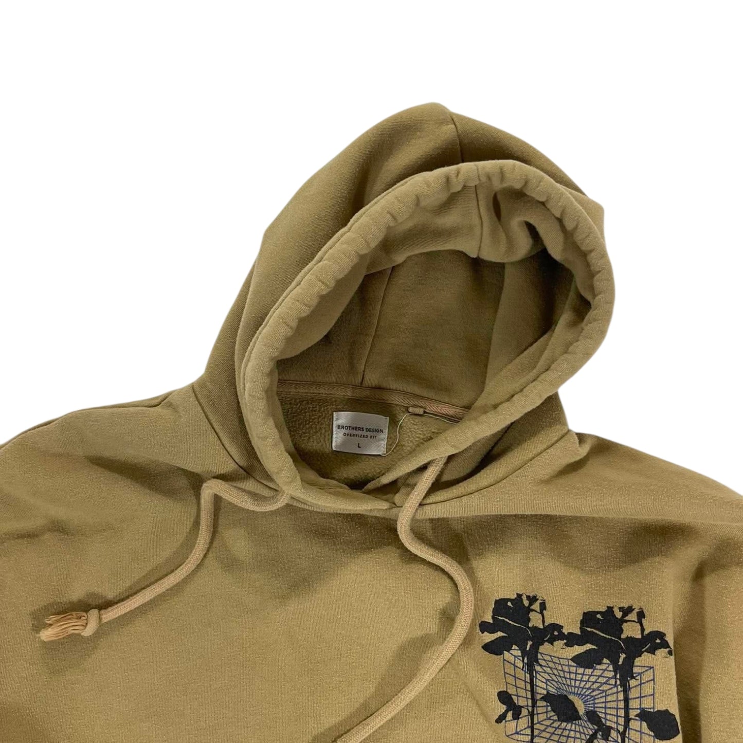 BROTHERS DESIGN TAN & BLACK GRAPHIC HOODIE (L)