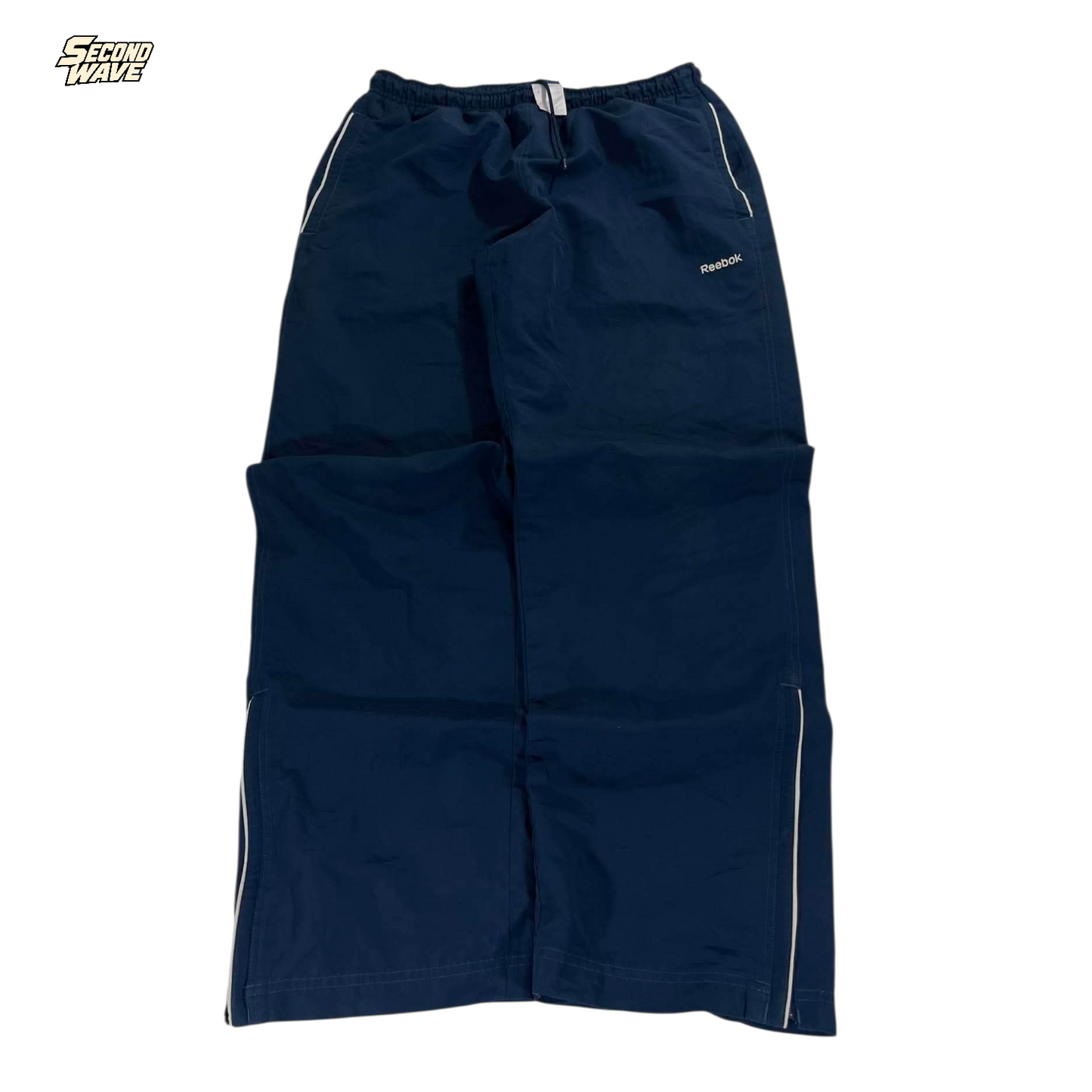 VINTAGE REEBOK NAVY BLUE TRACK PANTS (L) ⁹