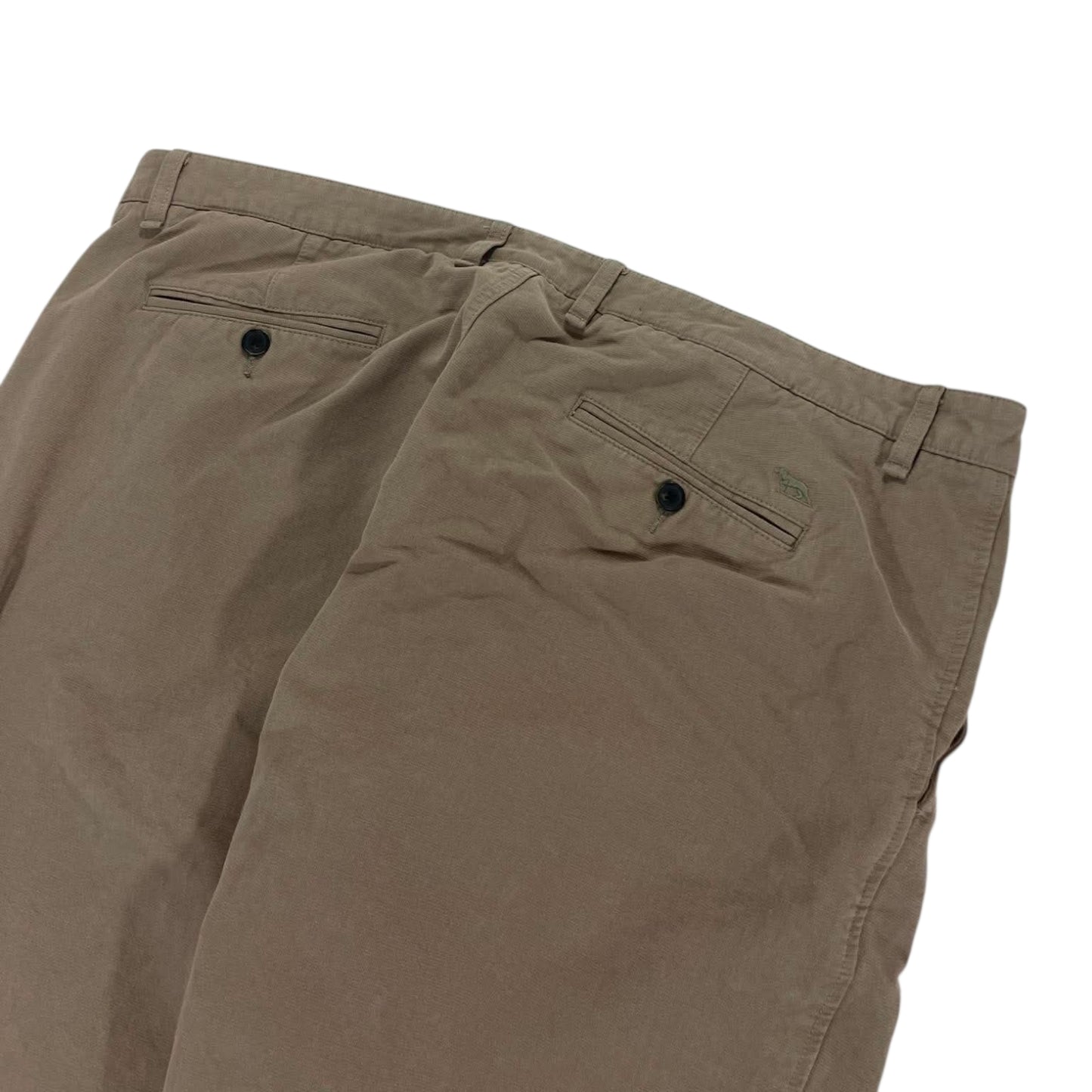 VINTAGE WIDE MEG RODD & GUNN BROWN CHINO TROUSERS (42)