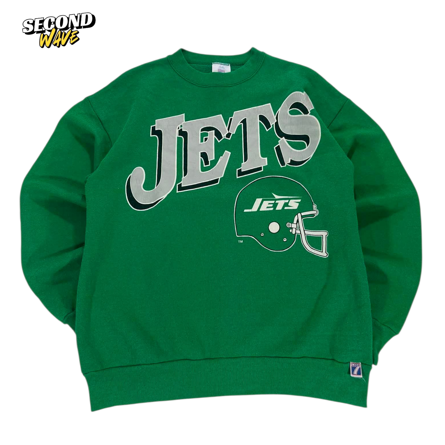 90S LOGO 7 NEW YORK JETS GREEN CREWNECK (M)