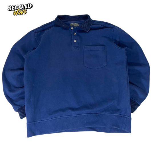 VINTAGE BACK BAY BLUE LONG SLEEVE POLO SHIRT (M)