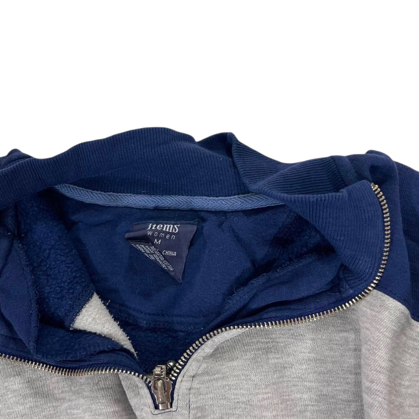 WOMENS ITEMS NAVY BLUE & GREY STRIPED QUARTER ZIP (M)