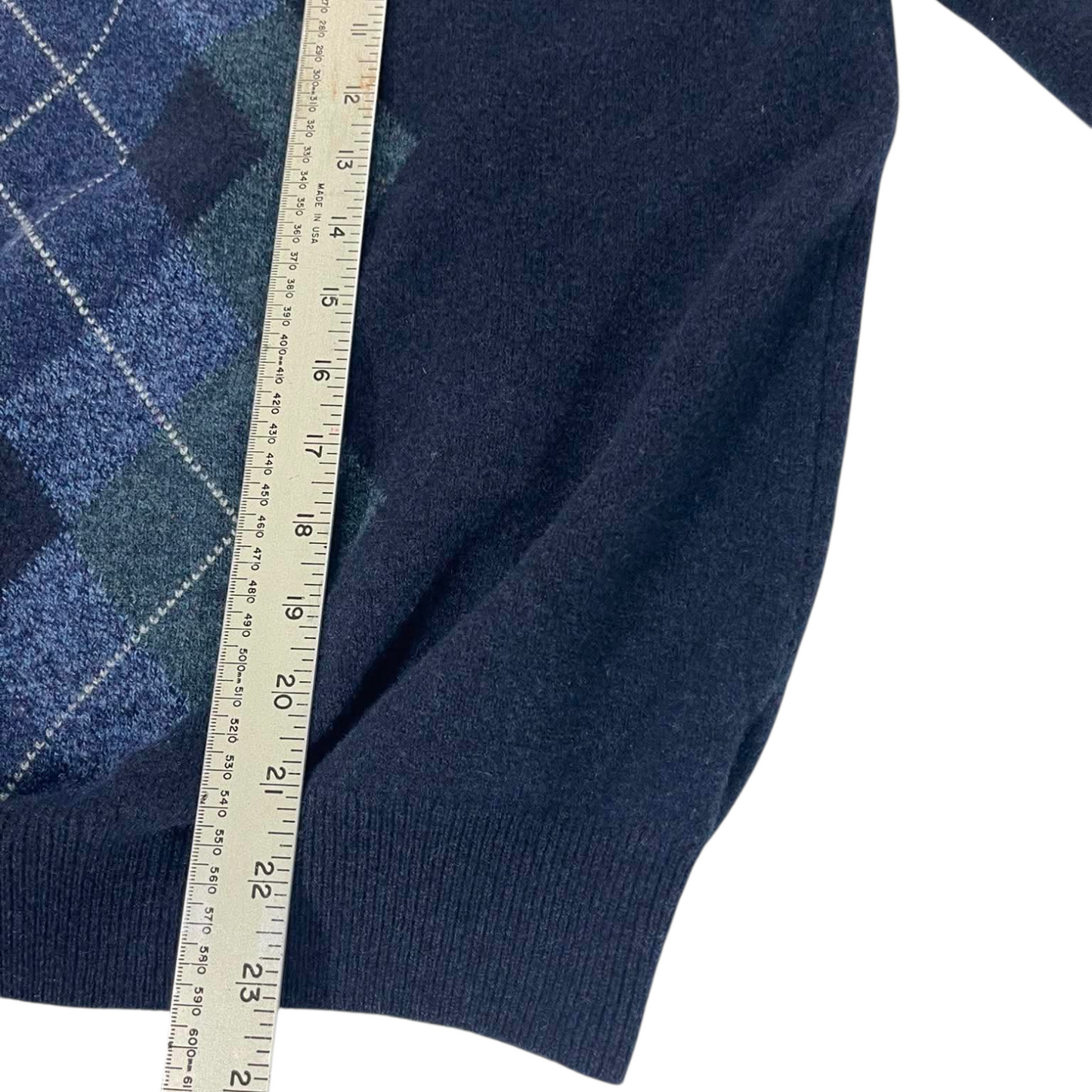 VINTAGE PURE NEW WOOL GLENMUIR BLUE V SWEATER (M-L)