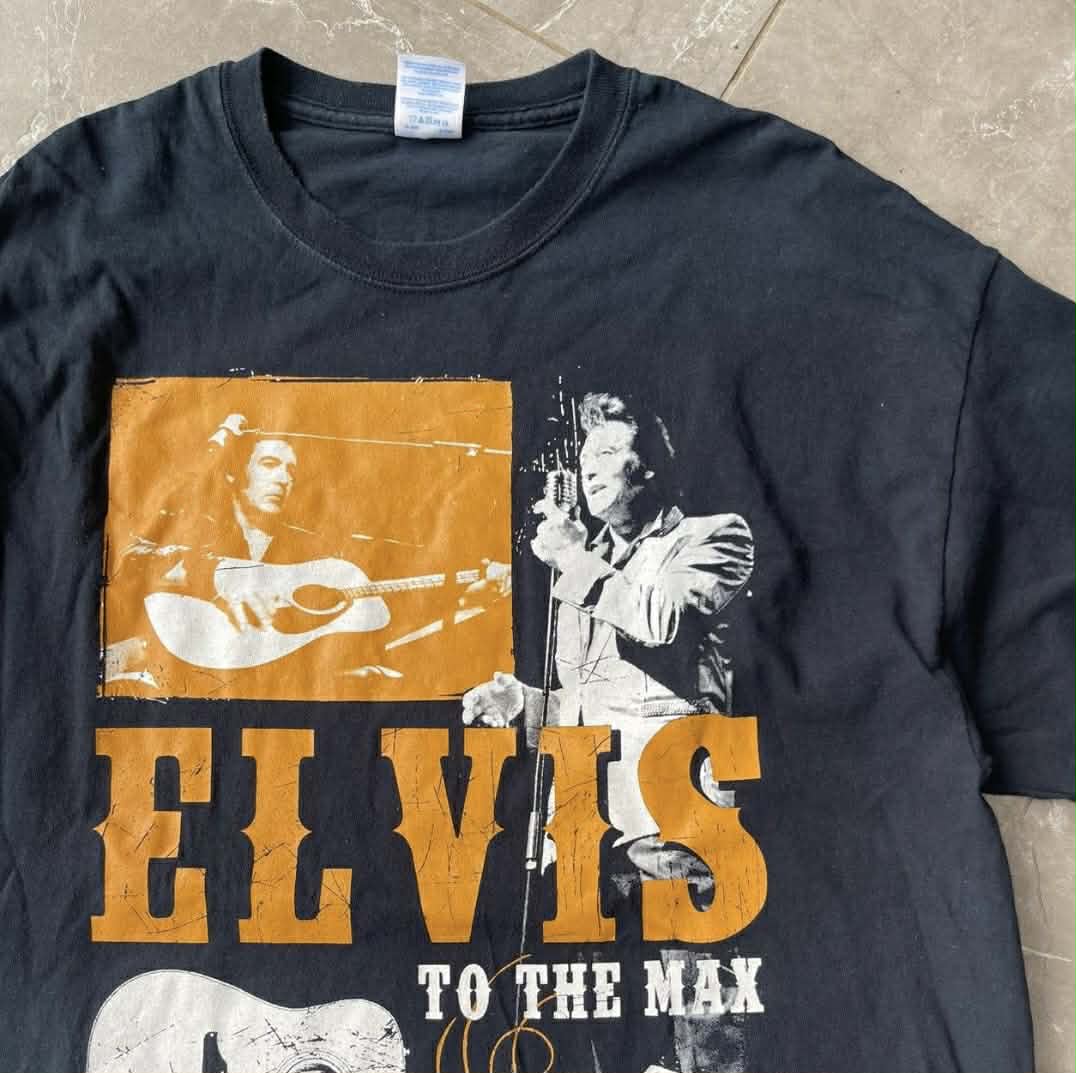 VINTAGE ELVIS PRESLEY BLACK COTTON T-SHIRT (XL)