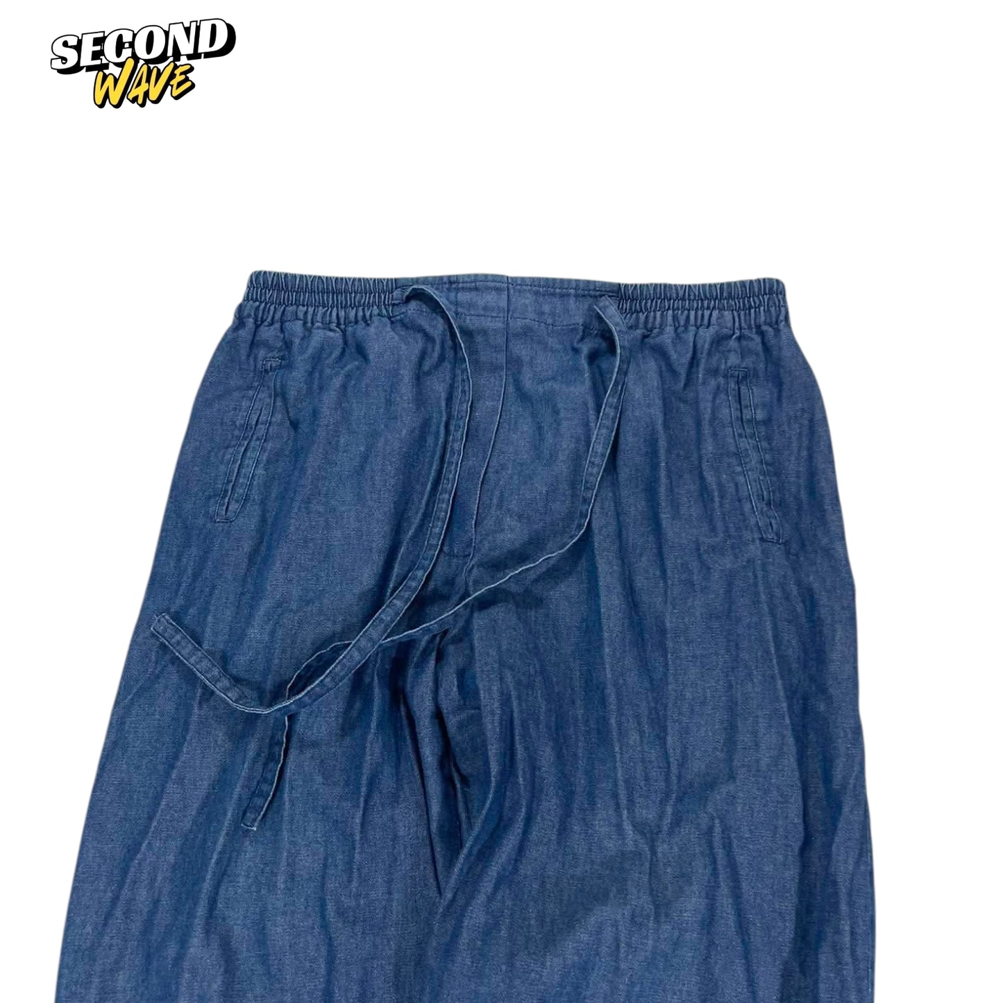 90S ANNIE LAM'S LIGHT BLUE LINEN PANTS (L)