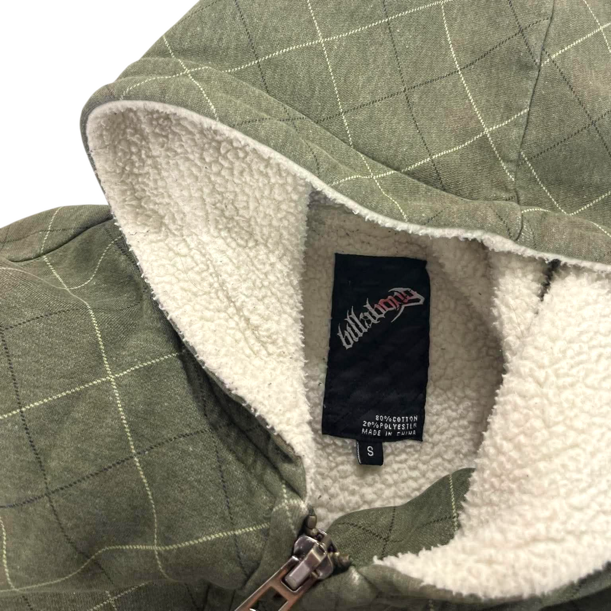 Y2K BILLABONG QUILTED GREEN HOODIE (S)
