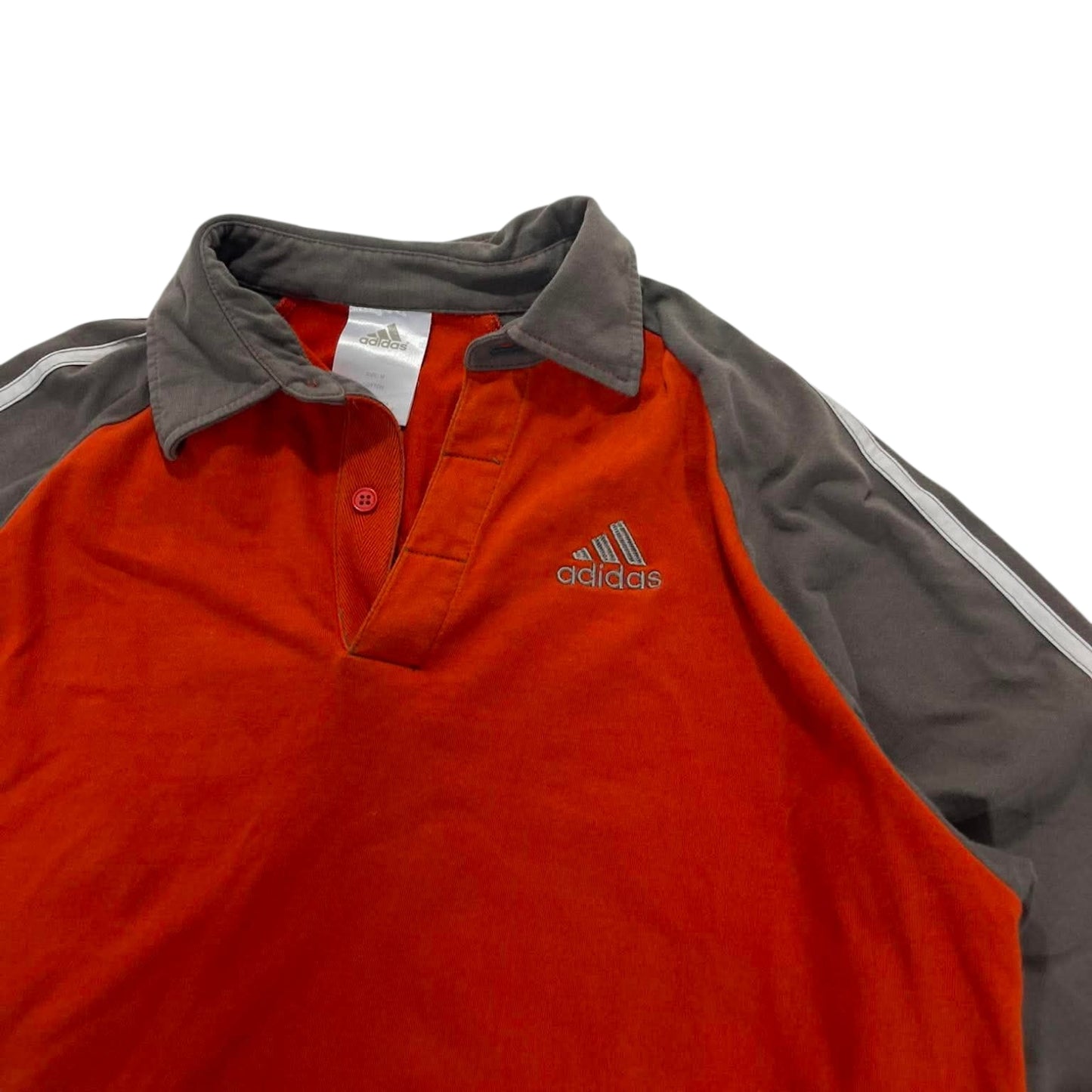 ADIDAS ORANGE LONG SLEEVE POLO SHIRT (M)