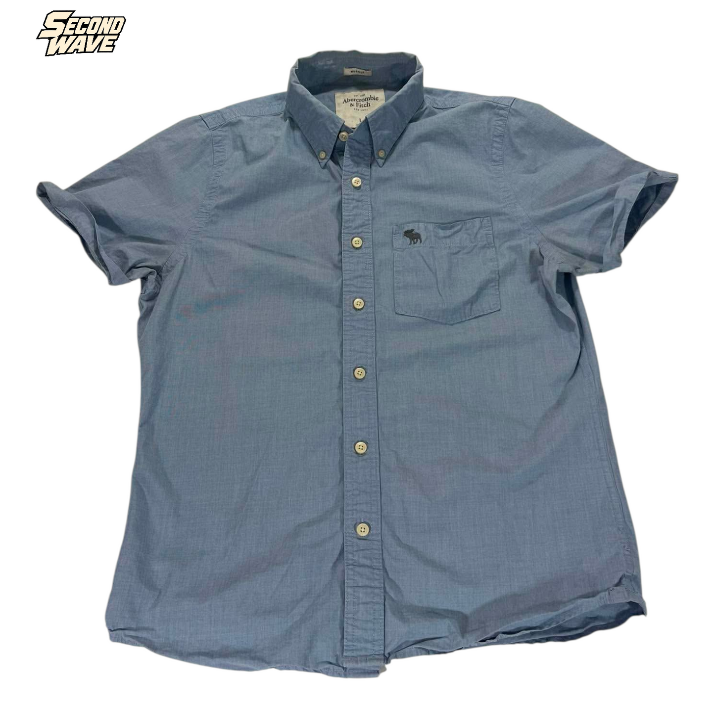 ABERCROMBIE & FITCH BLUE BUTTON-UP (BEST FIT S - MEDIUM)