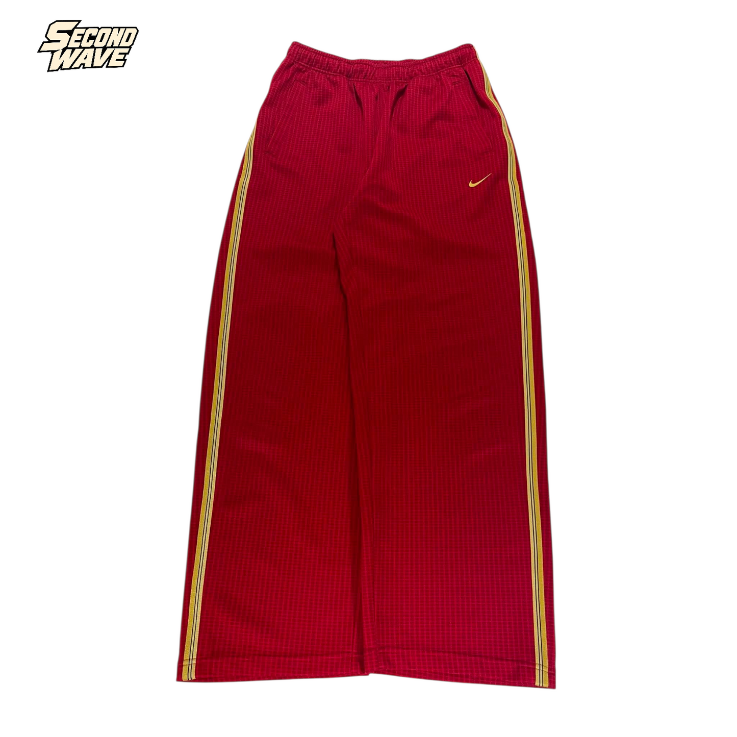 VINTAGE NIKE RED PINSTRIPE TRACK PANTS (L) ⁹