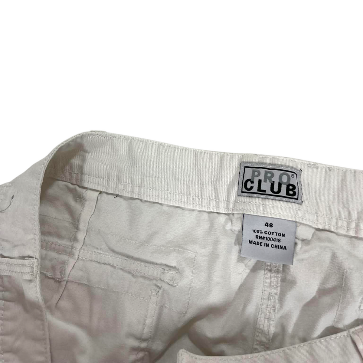 PRO CLUB WHITE CARGO SHORTS (BEST FIT 44)