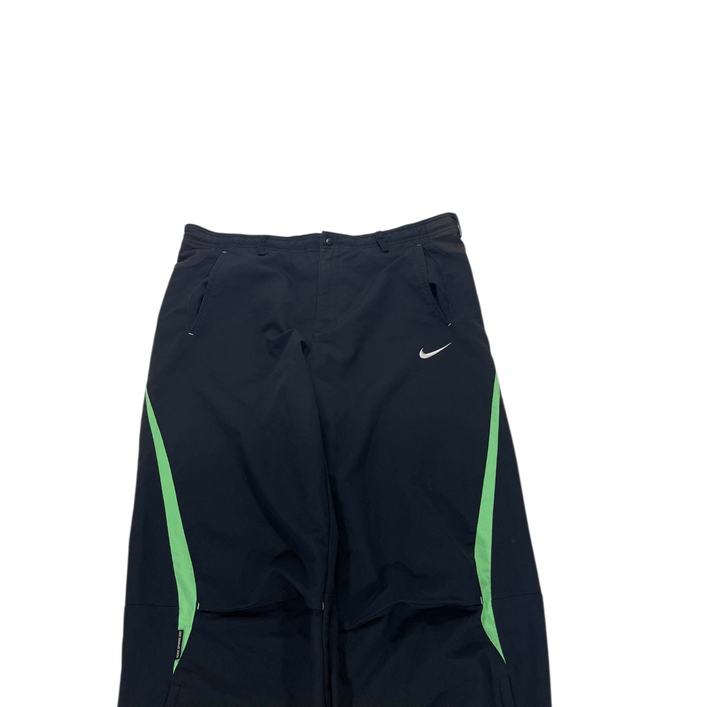 NIKE BLACK/GREEN TRACK PANTS (L) ³