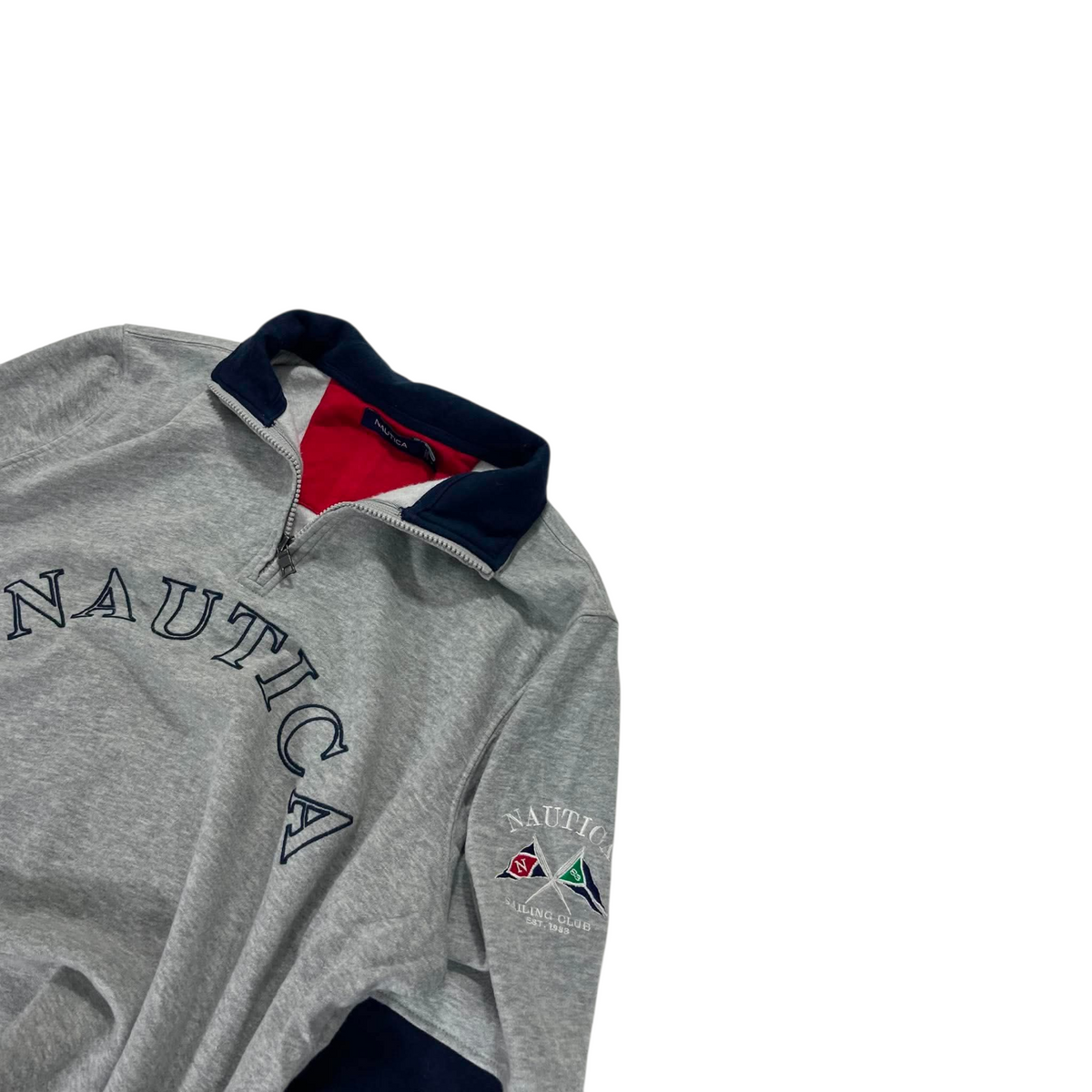 VINTAGE NAUTICA GREY QUARTER ZIP (M - LARGE)