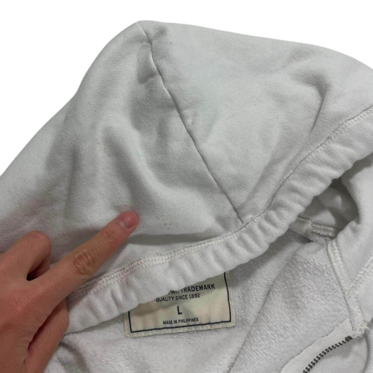 Y2K ABERCROMBIE & FITCH WHITE ZIP HOODIE (L)