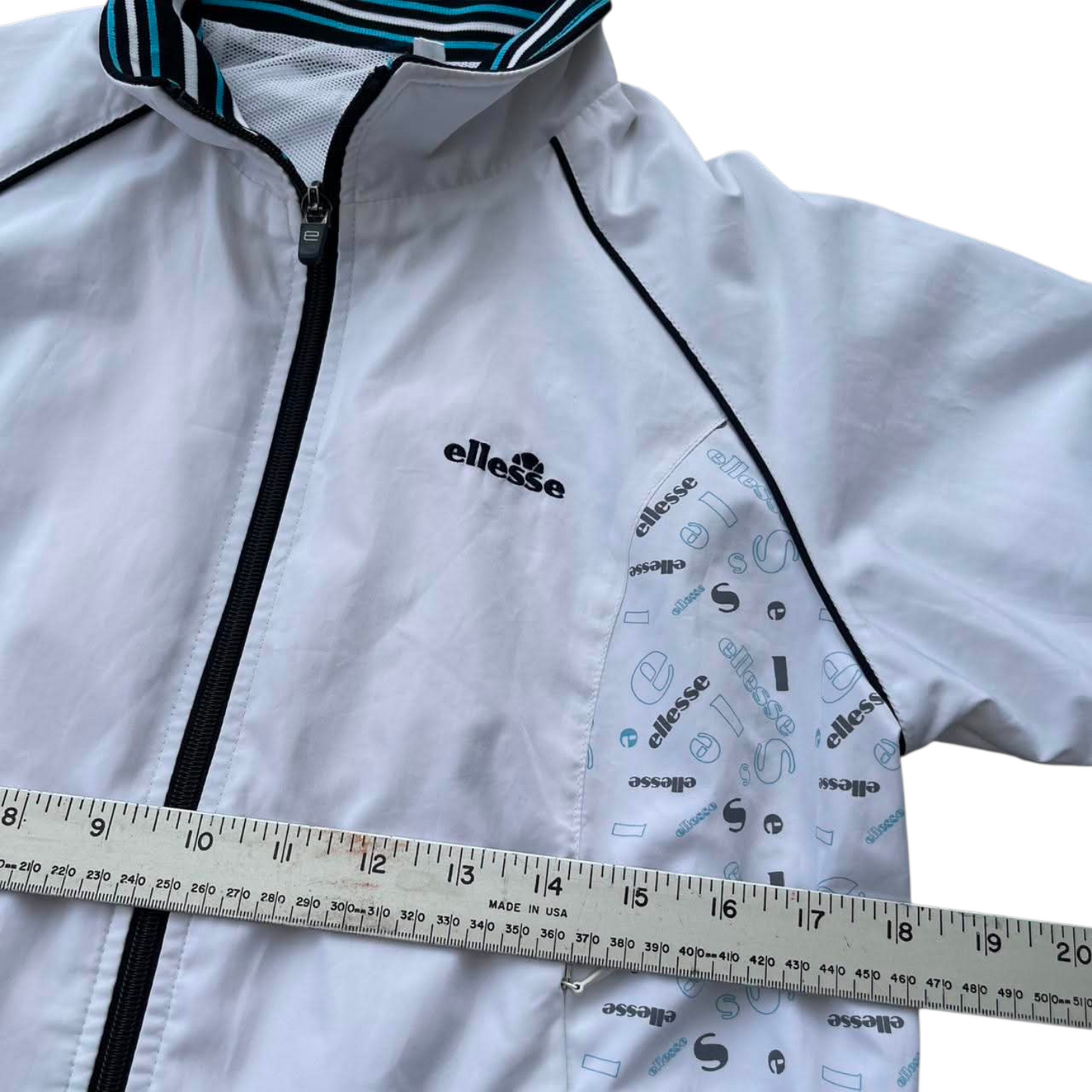 ELLESSE WHITE & BLUE WINDBREAKER JACKET (M)