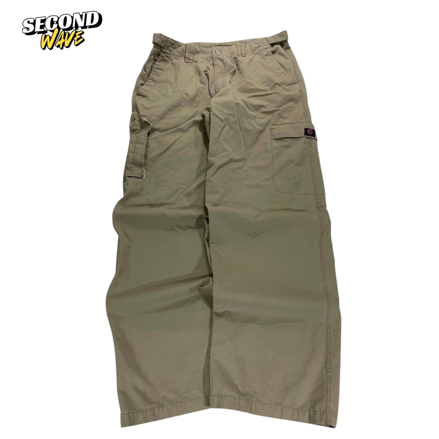 Y2K KHAKI BAGGY CARGO PANTS (32")