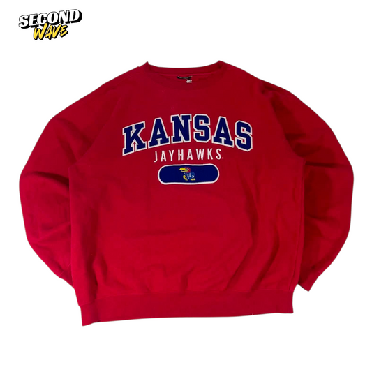 KANSAS JAYHAWKS RED CREWNECK SWEATSHIRT (M-L)