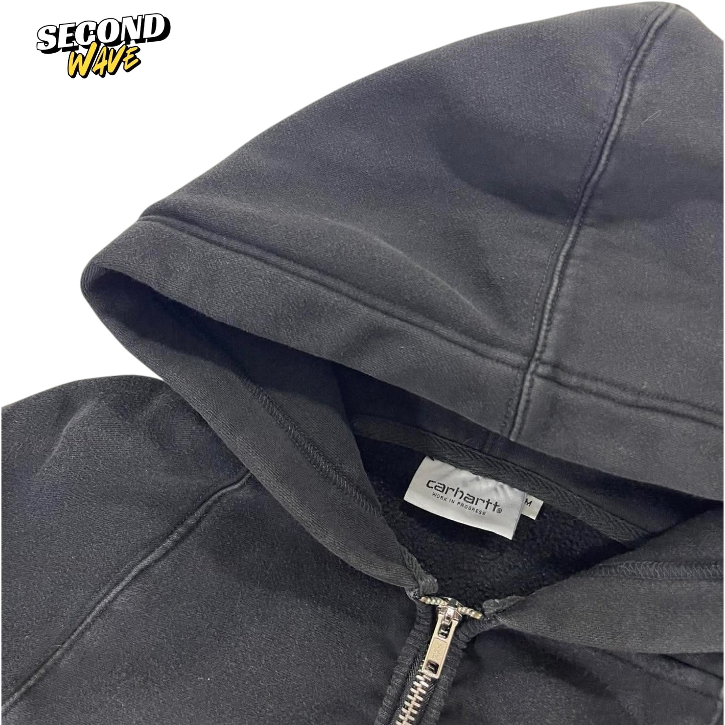 CARHARTT FADED BLACK QUARTER ZIP HOODIE (M)