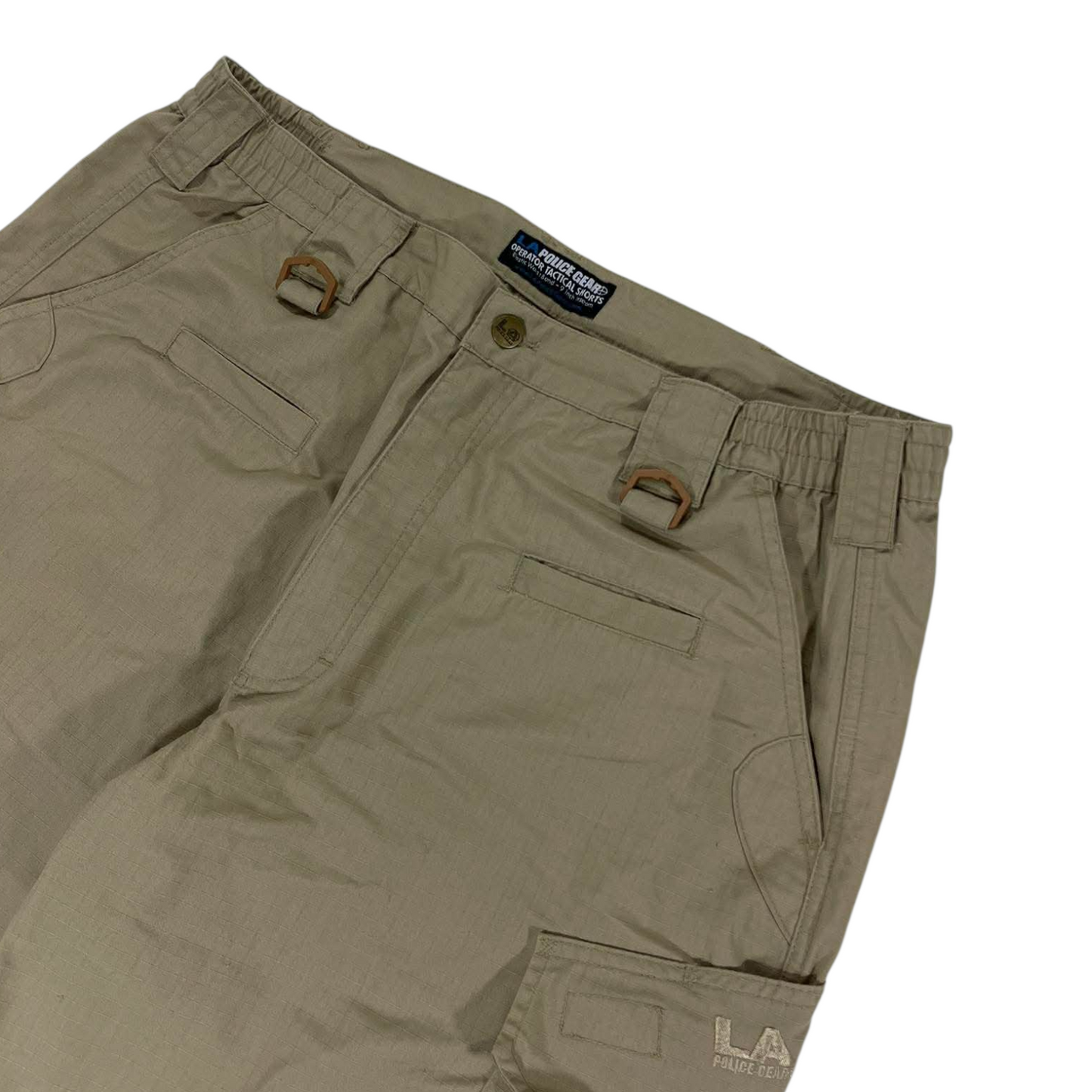 LA TACTICAL KHAKI CARGO SHORTS WITH ADJUSTABLE WAIST AND POCKETS (38)