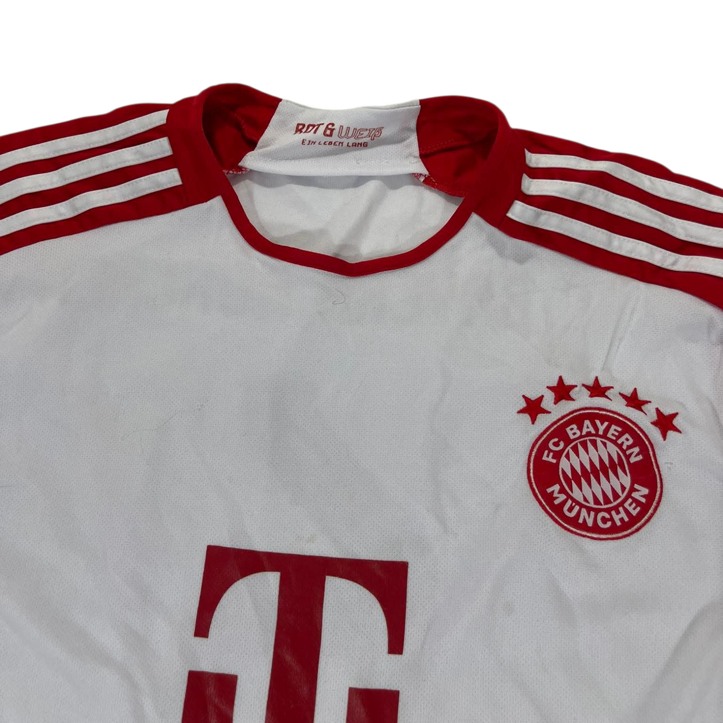 ADIDAS BAYERN MUNICH WHITE & RED FOOTBALL SHIRT (L)