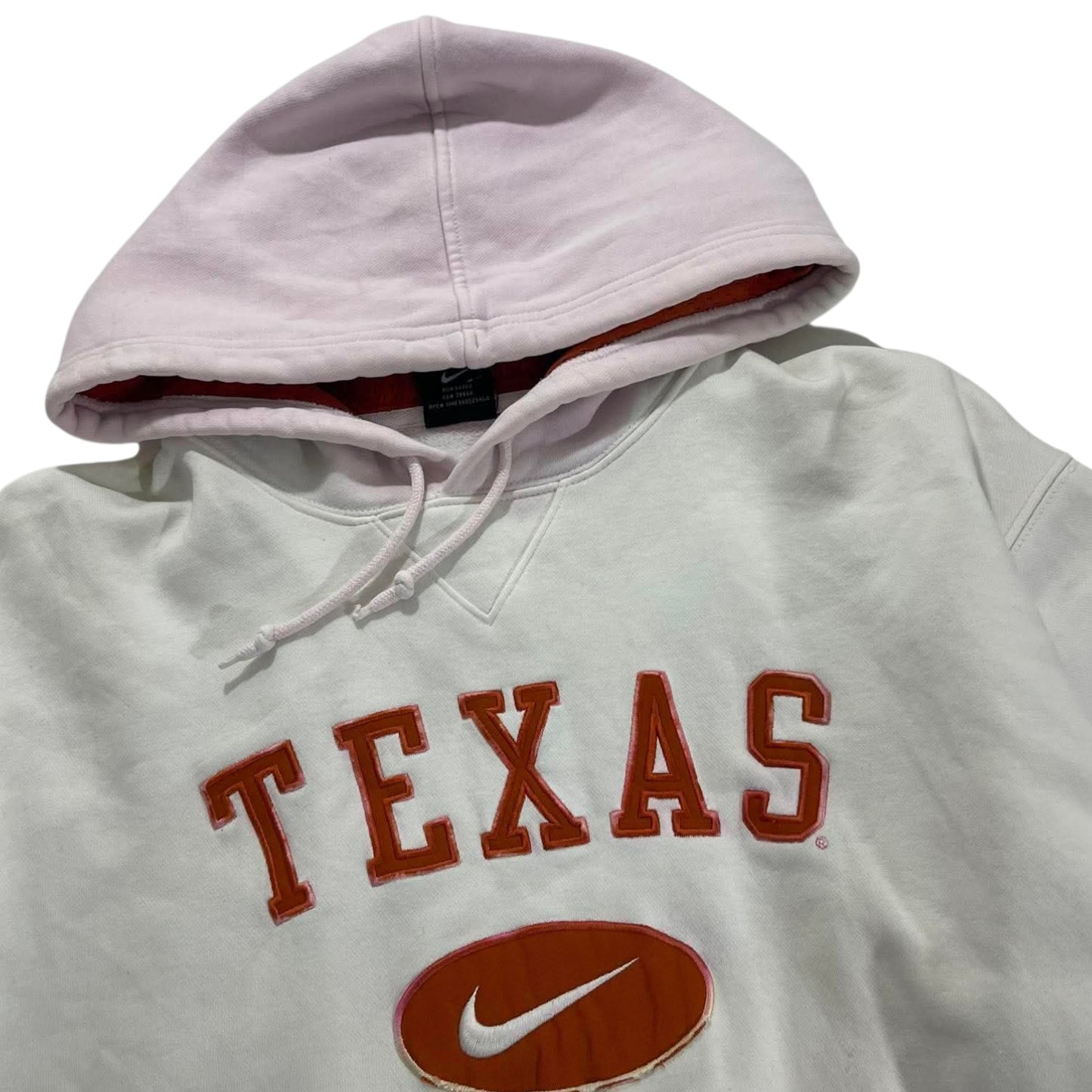 TRASHED VIBES VINTAGE NIKE UNIVERSITY OF TEXAS WHITE HOODIE (L-XL)