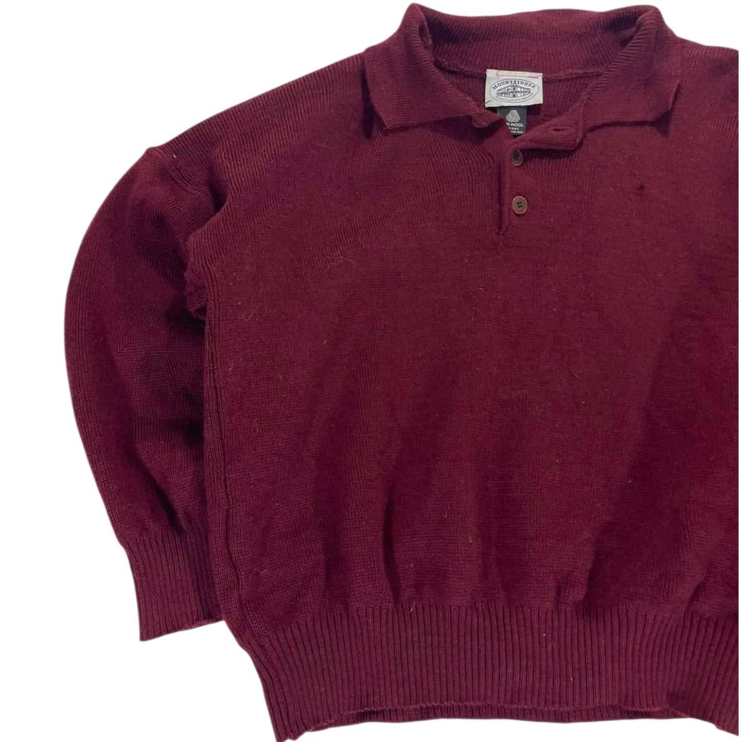 100% WOOL BURGUNDY WOOL POLO SWEATER (M-L)