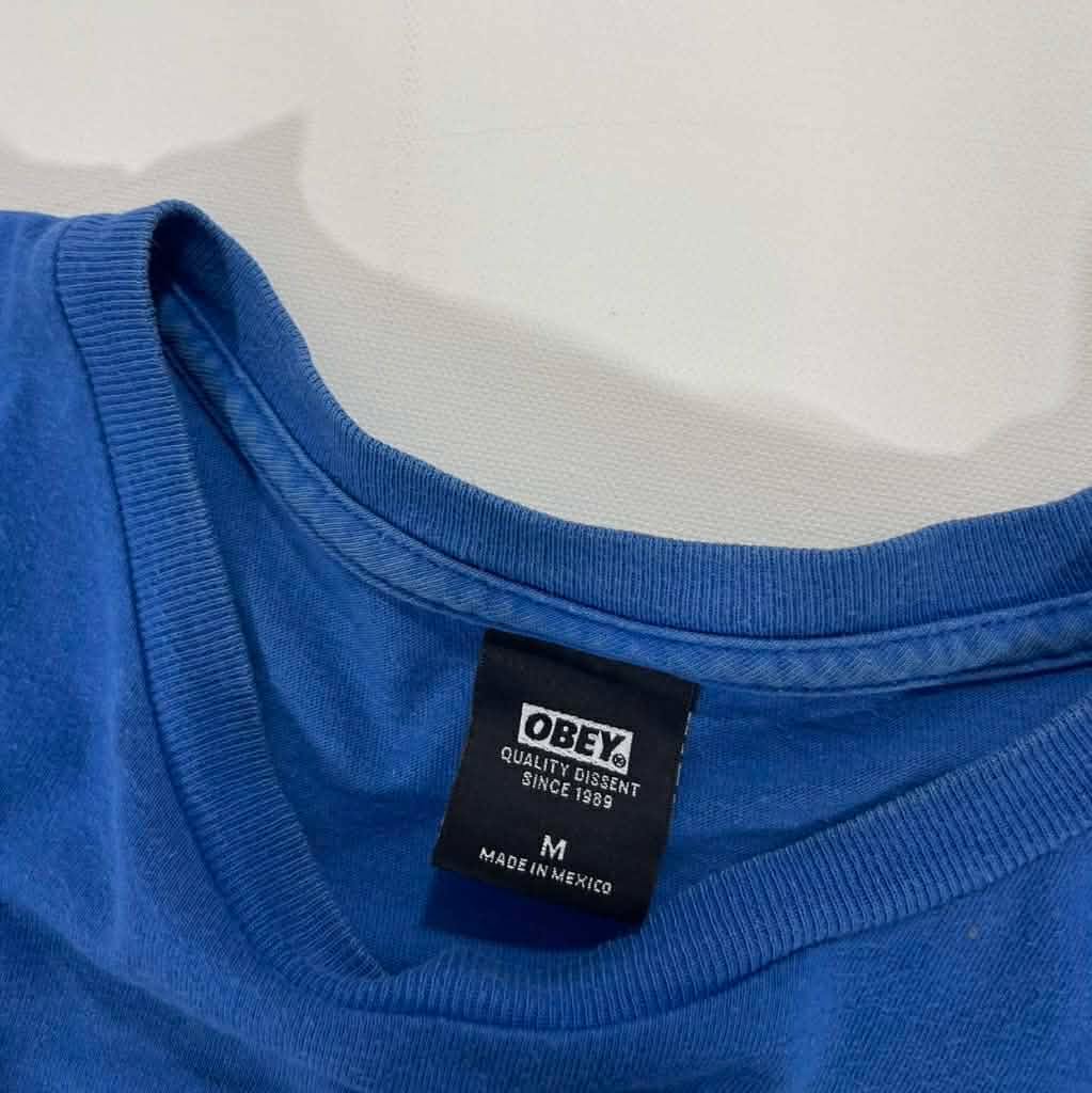 Y2K OBEY BLUE GRAPHIC TEE (M)