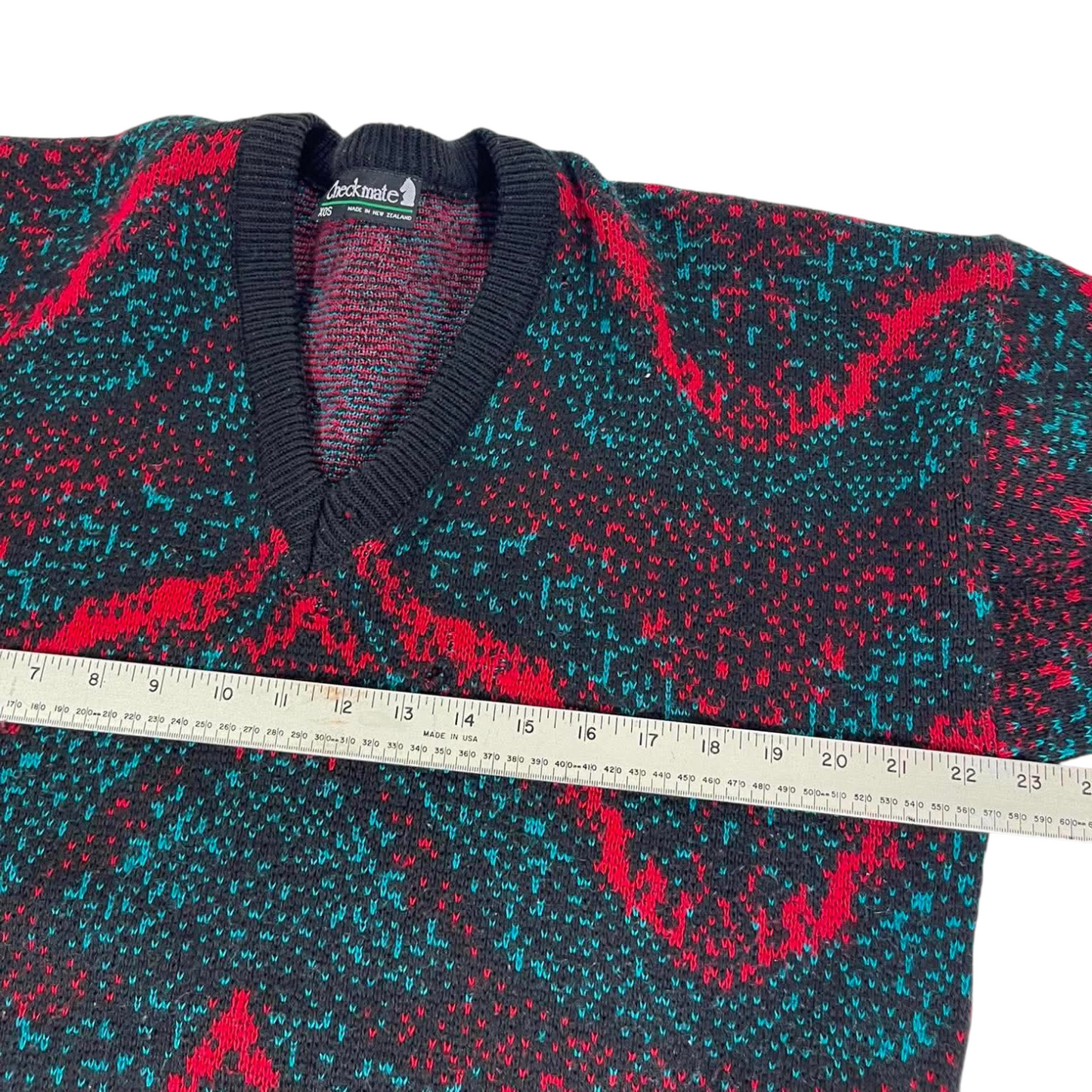 90s CHECKMATE MULTICOLOURED KNIT SWEATER (M)