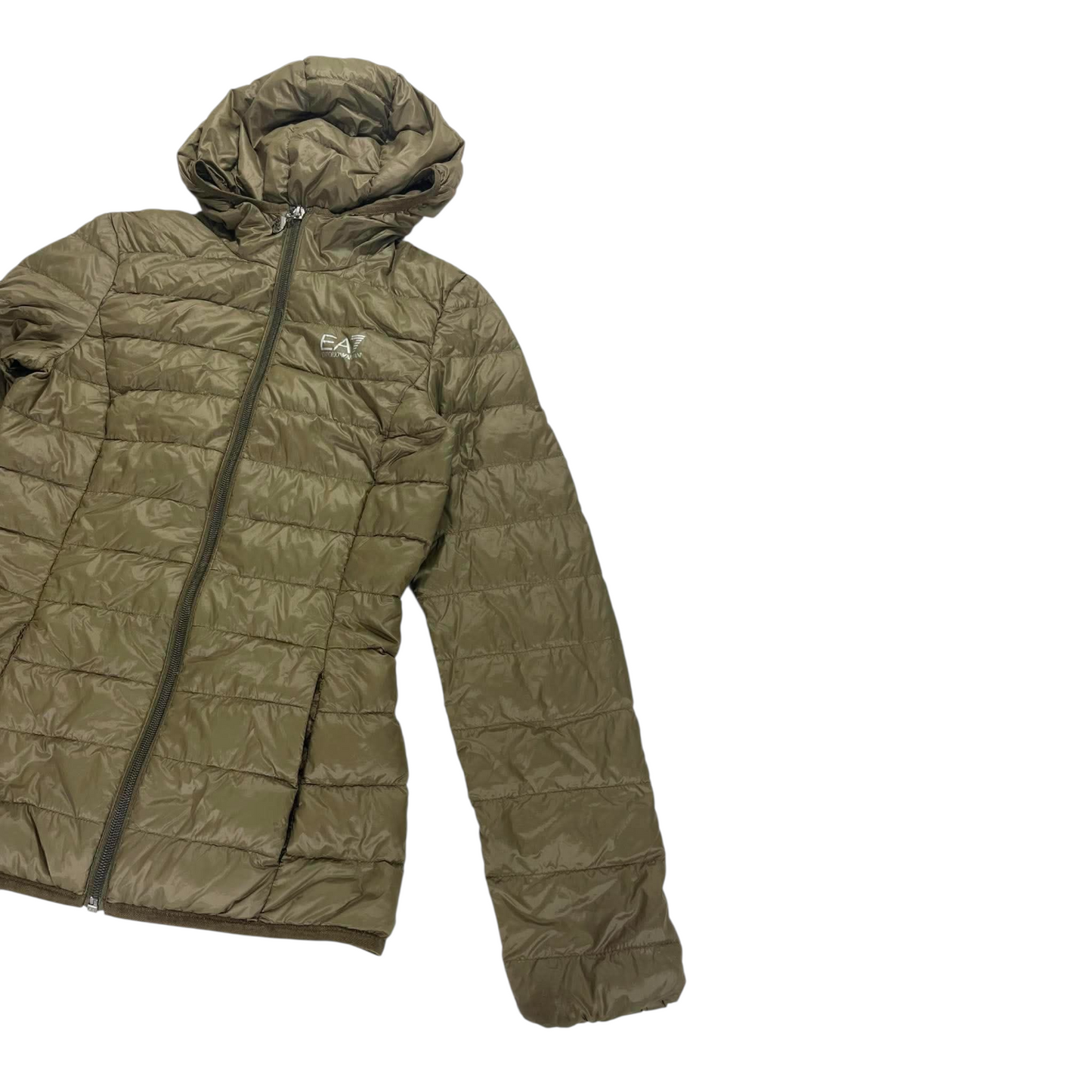 EA7 OLIVE GREEN PUFFER JACKET (M)