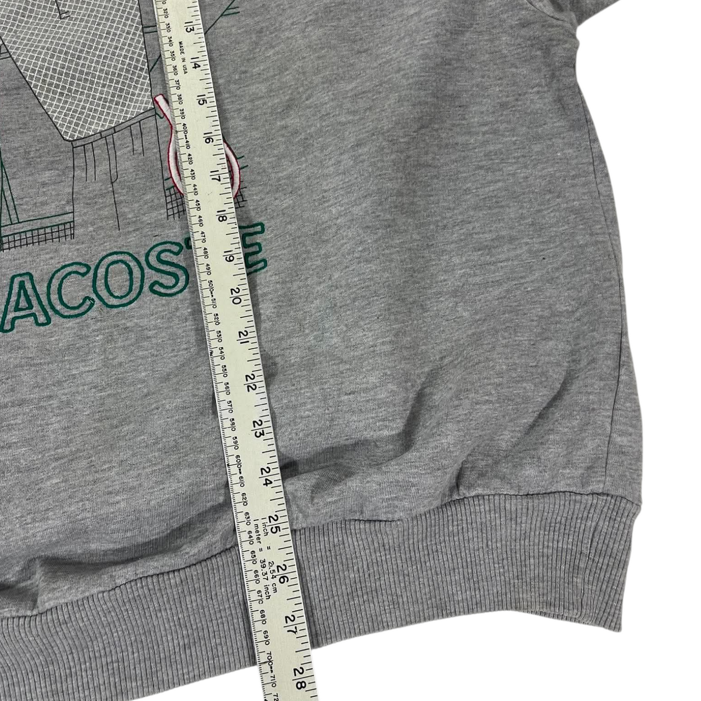 VINTAGE LACOSTE GREY SWEATSHIRT WITH EMBROIDERED GRAPHIC (M)