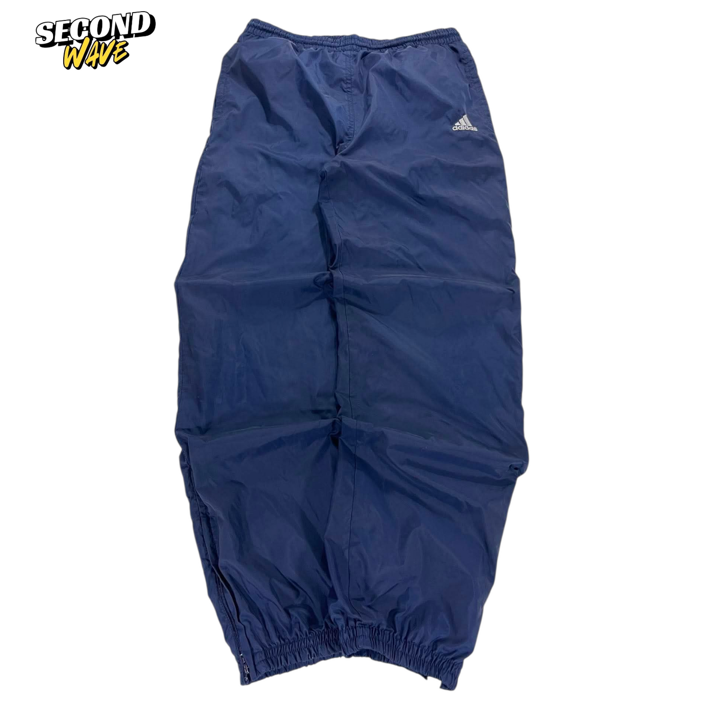 VINTAGE ADIDAS NAVY BLUE TRACK PANTS (M)