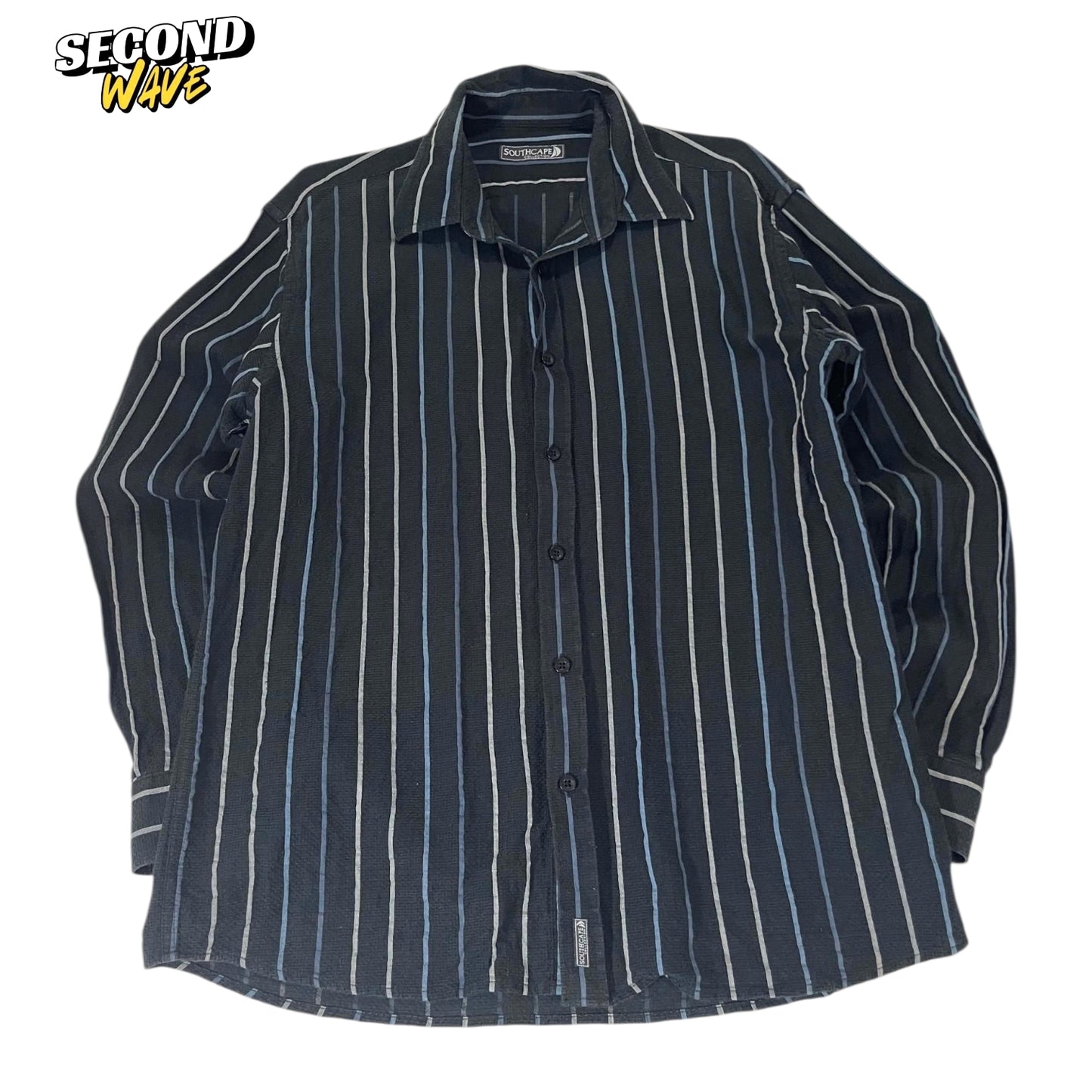 VINTAGE SOUTH CAPE BLACK BUTTON UP SHIRT (M)