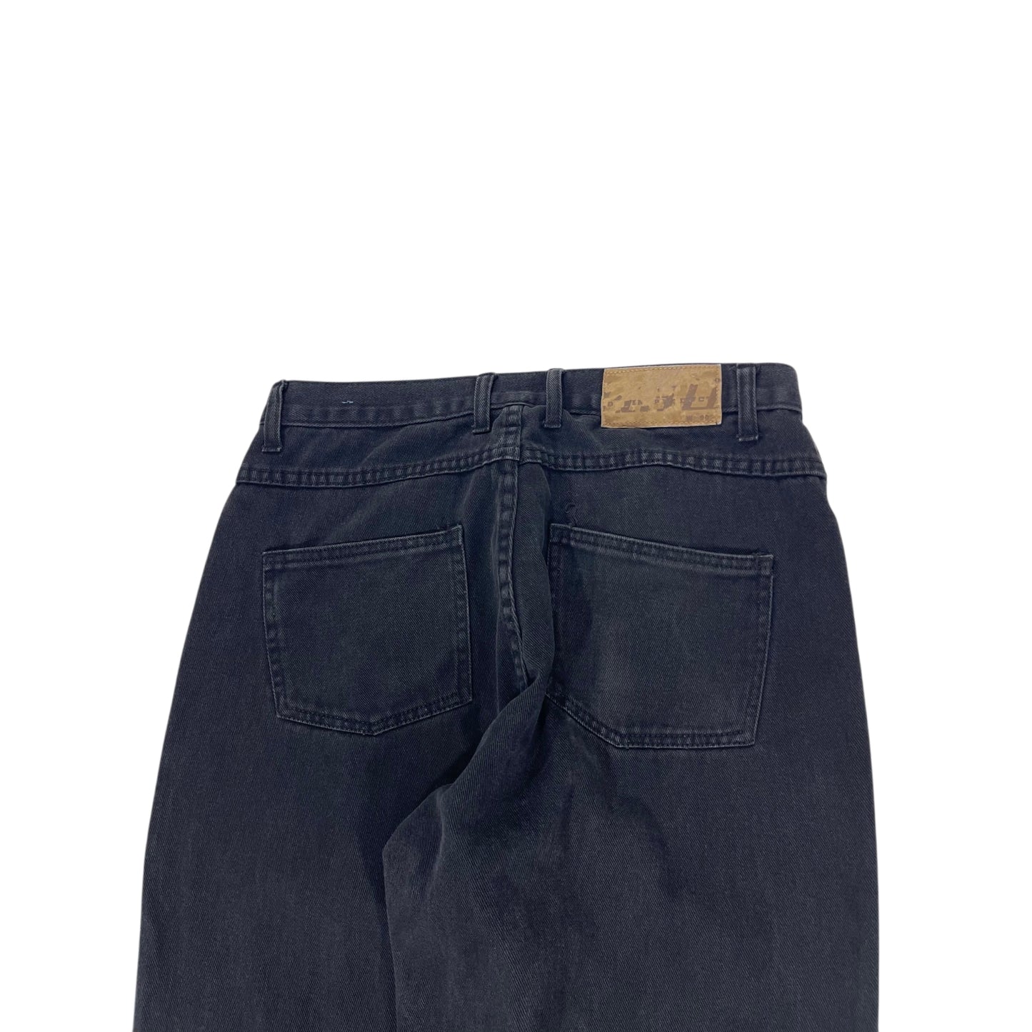 VINTAGE 100% BLACK DENIM WIDE LEG PANTS (32)