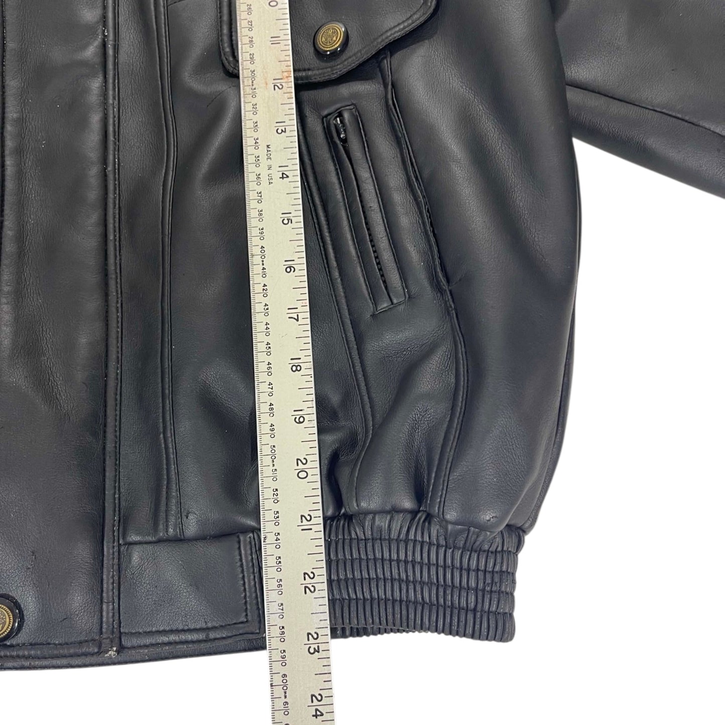 VINTAGE BL TOMMY HILFIGER BLACK LEATHER JACKET (S)