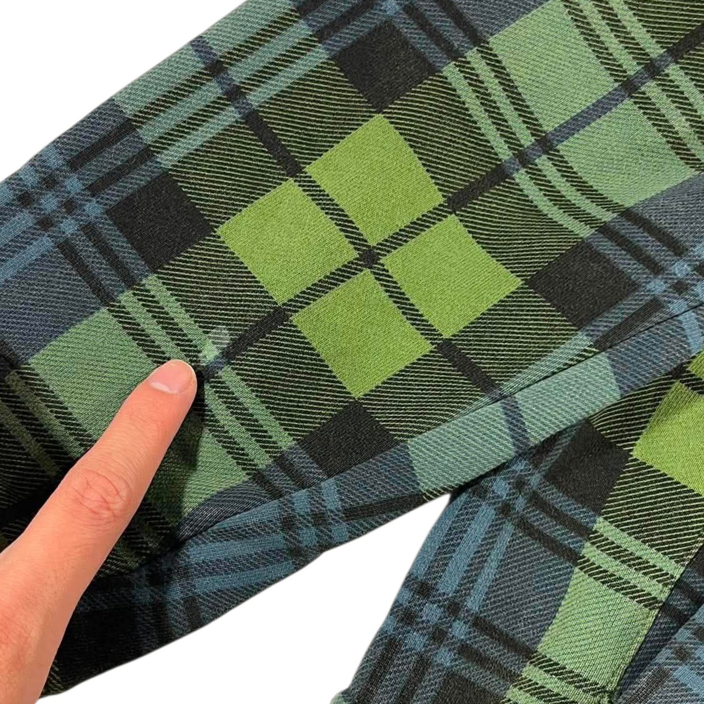 VINTAGE EMBROIDERED STUSSY GREEN PLAID VARSITY JACKET (M)
