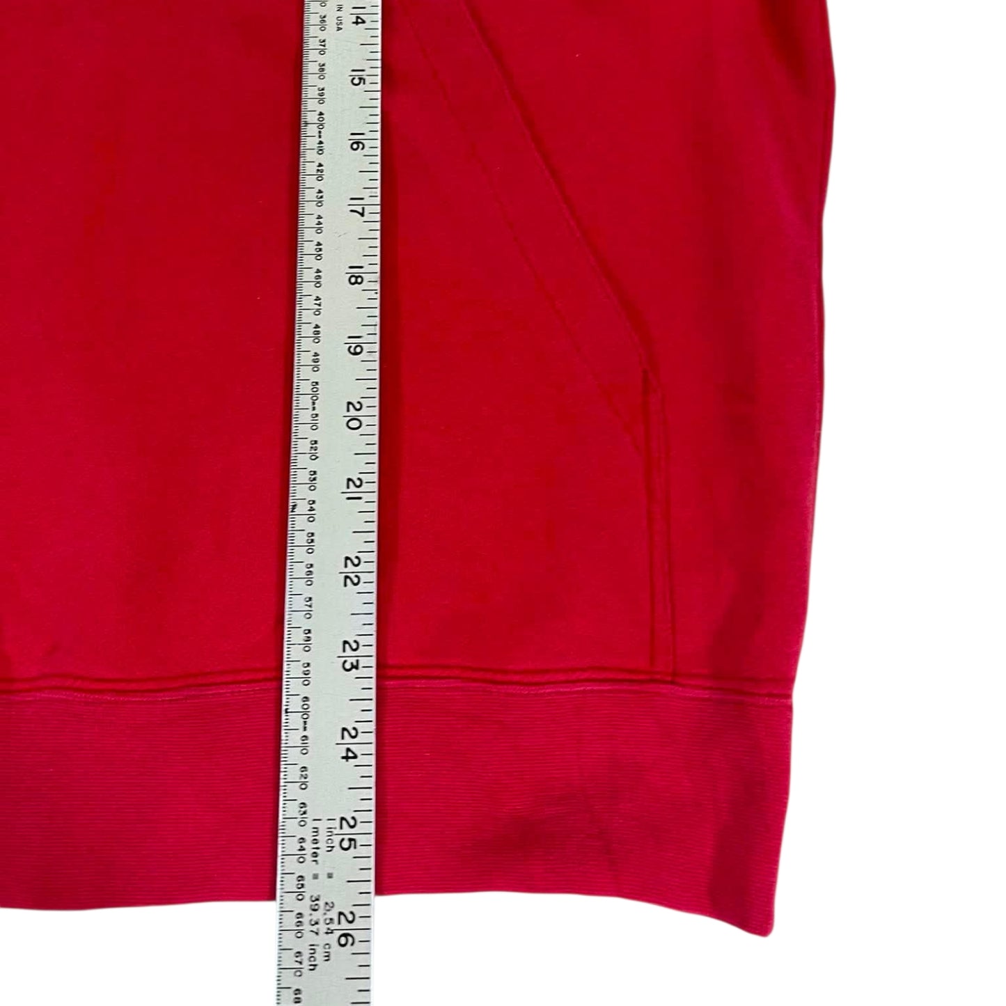 VINTAGE NIKE RED EMBROIDERED SPELLOUT HOODIE (M)
