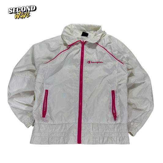 VINTAGE CHAMPION WHITE & PINK WINDBREAKER JACKET (12)