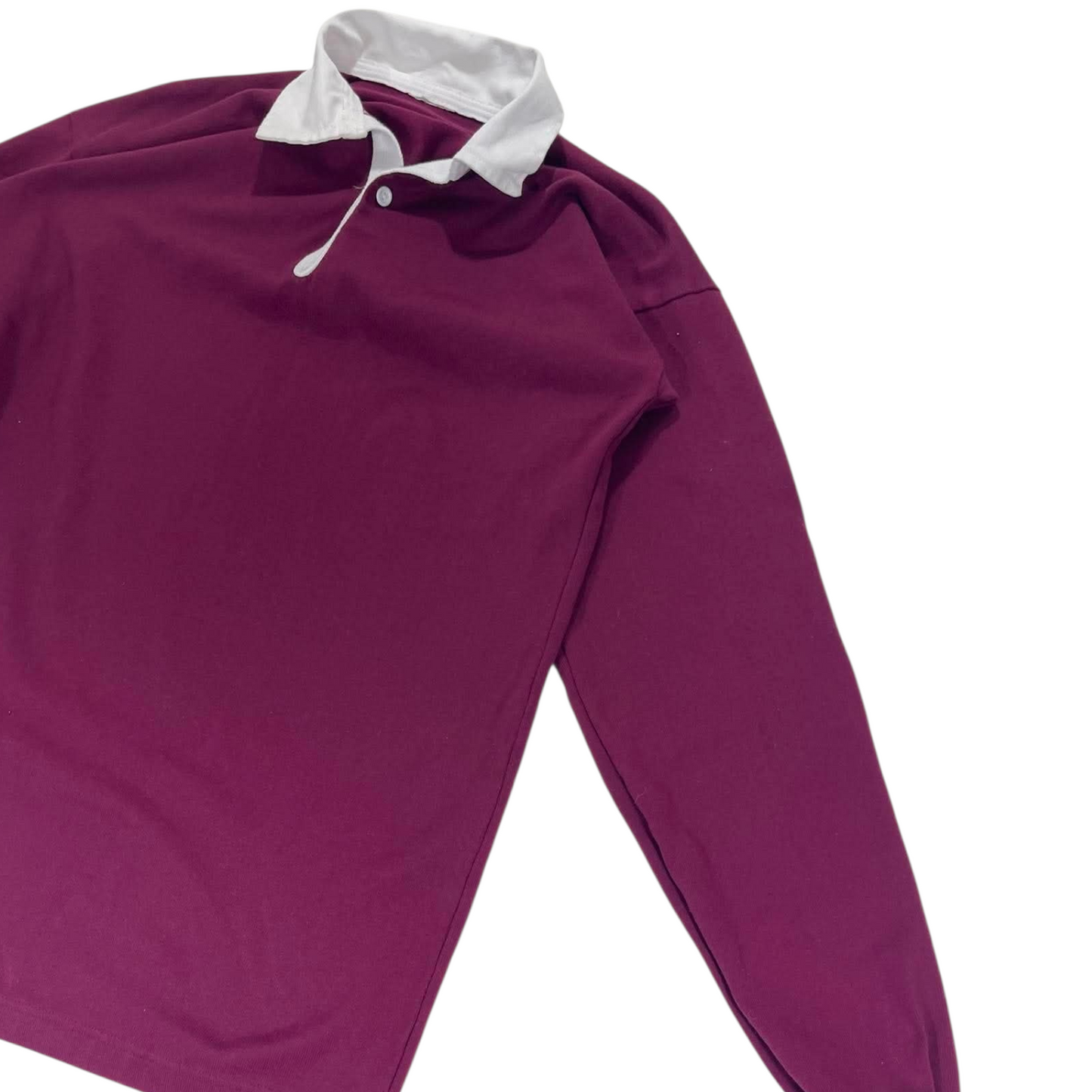 BURGUNDY RUGBY SHIRT WITH WHITE COLLAR (M)