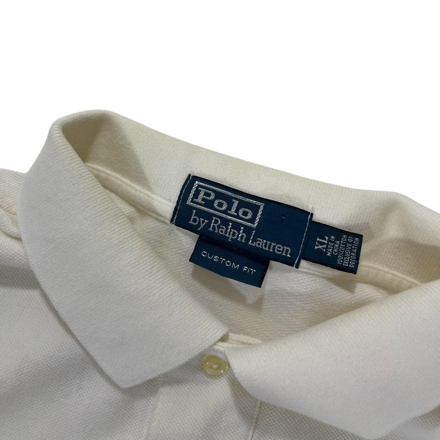 RALPH LAUREN WHITE POLO SHIRT WITH EMBROIDERED CREST (XL)