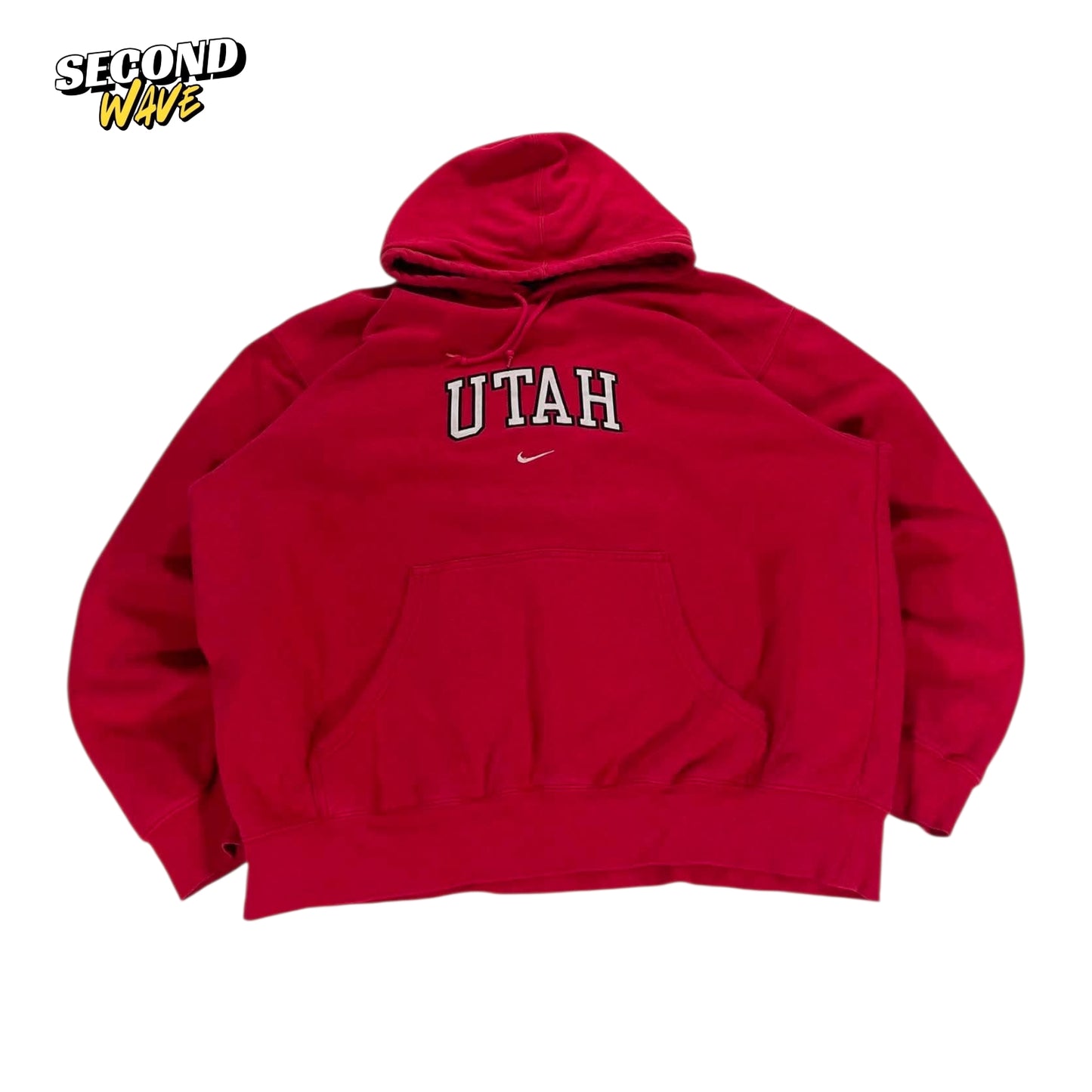 VINTAGE EMBROIDERED NIKE RED UNIVERSITY OF UTAH HOODIE (XL)