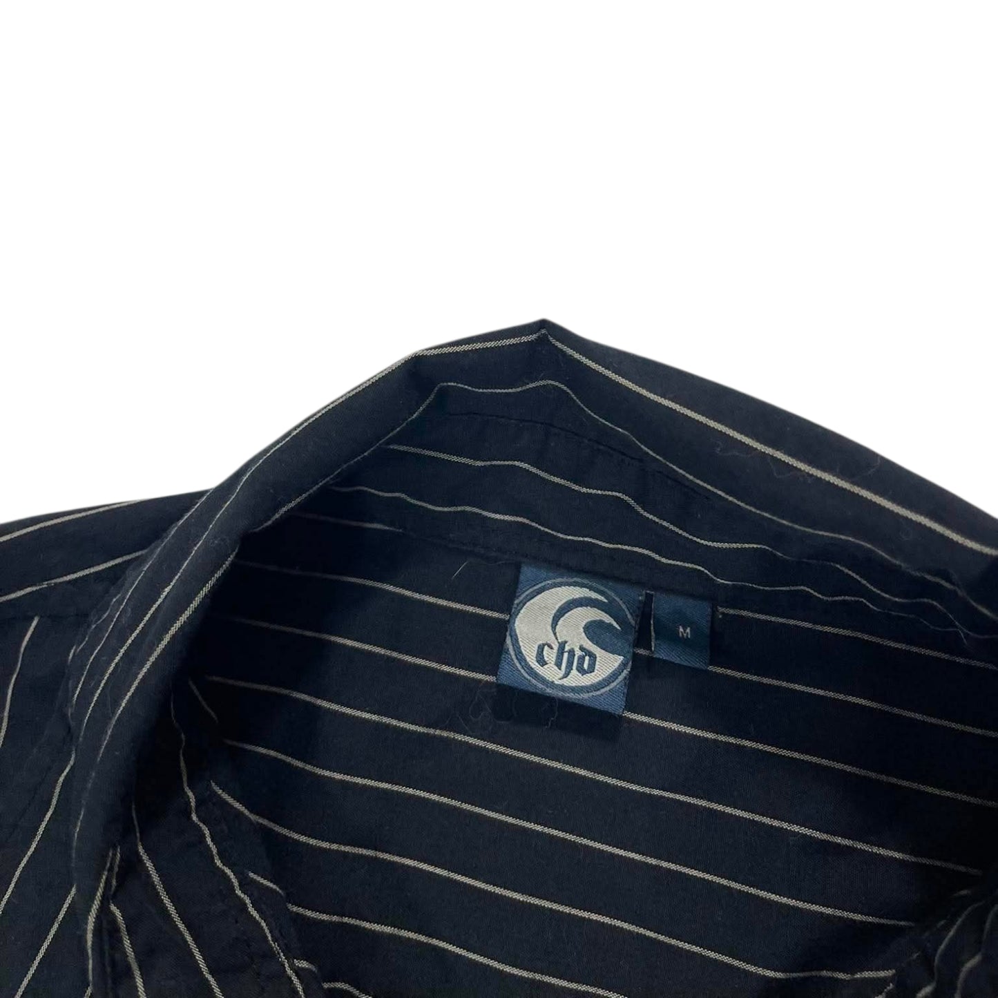 Y2K STRIPED BUTTON UP SHIRT (M)