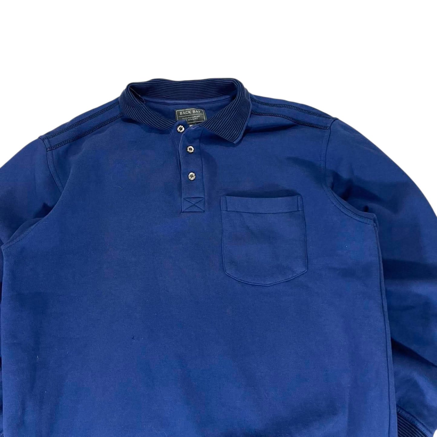VINTAGE BACK BAY BLUE LONG SLEEVE POLO SHIRT (M)