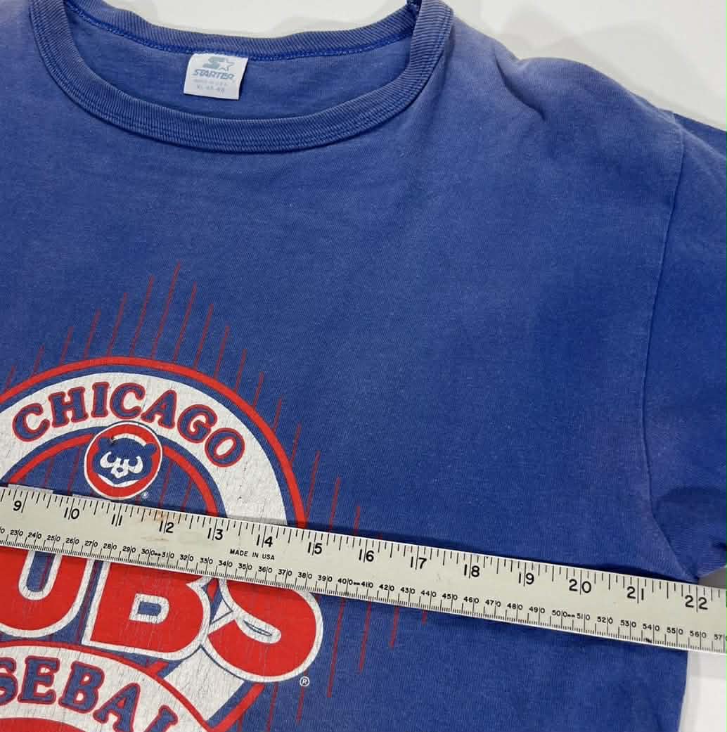 VINTAGE SINGLE STITCHED CHICAGO CUBS BLUE STARTER TEE (L-XL)