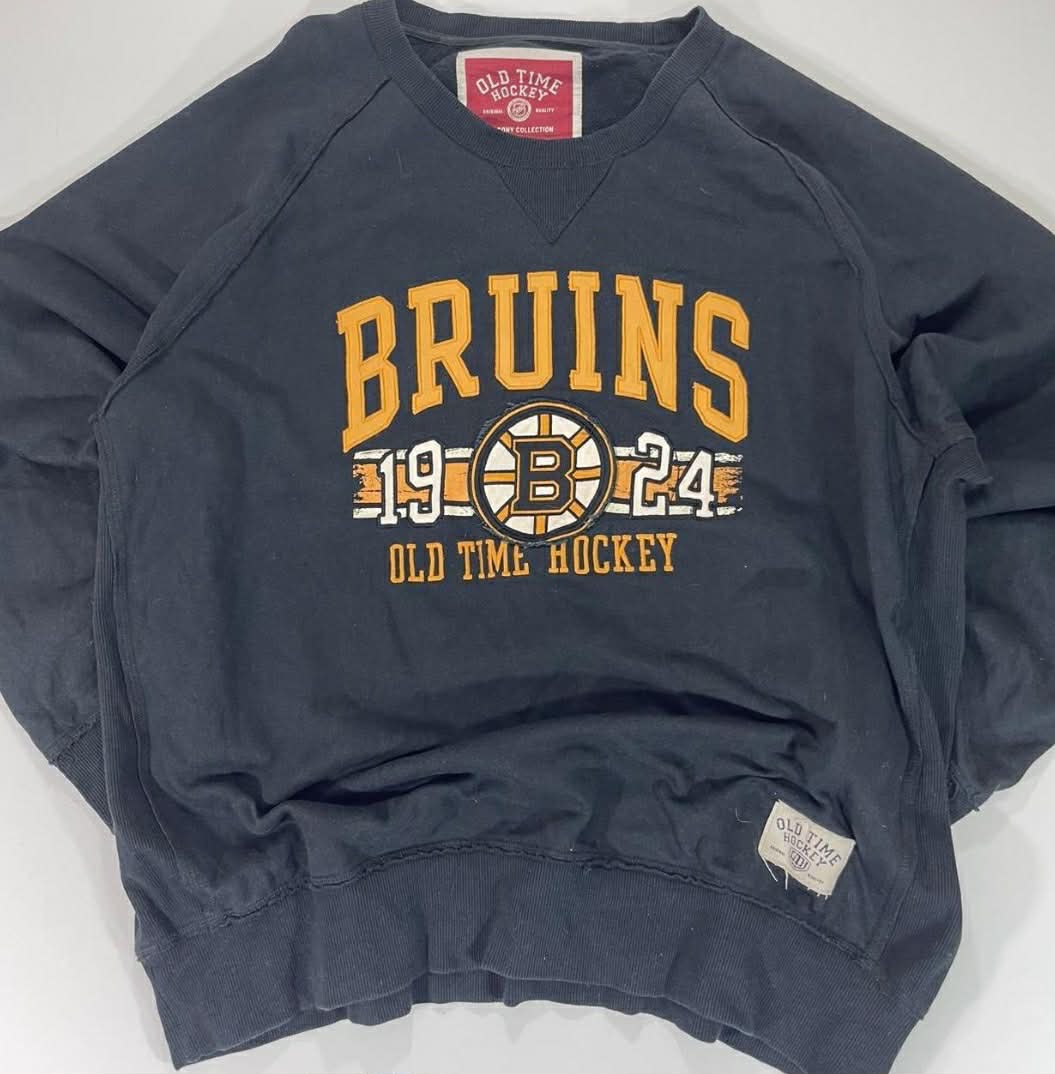 VINTAGE OLD TIME HOCKEY BOSTON BRUINS NAVY CREWNECK SWEATSHIRT  (XXL)
